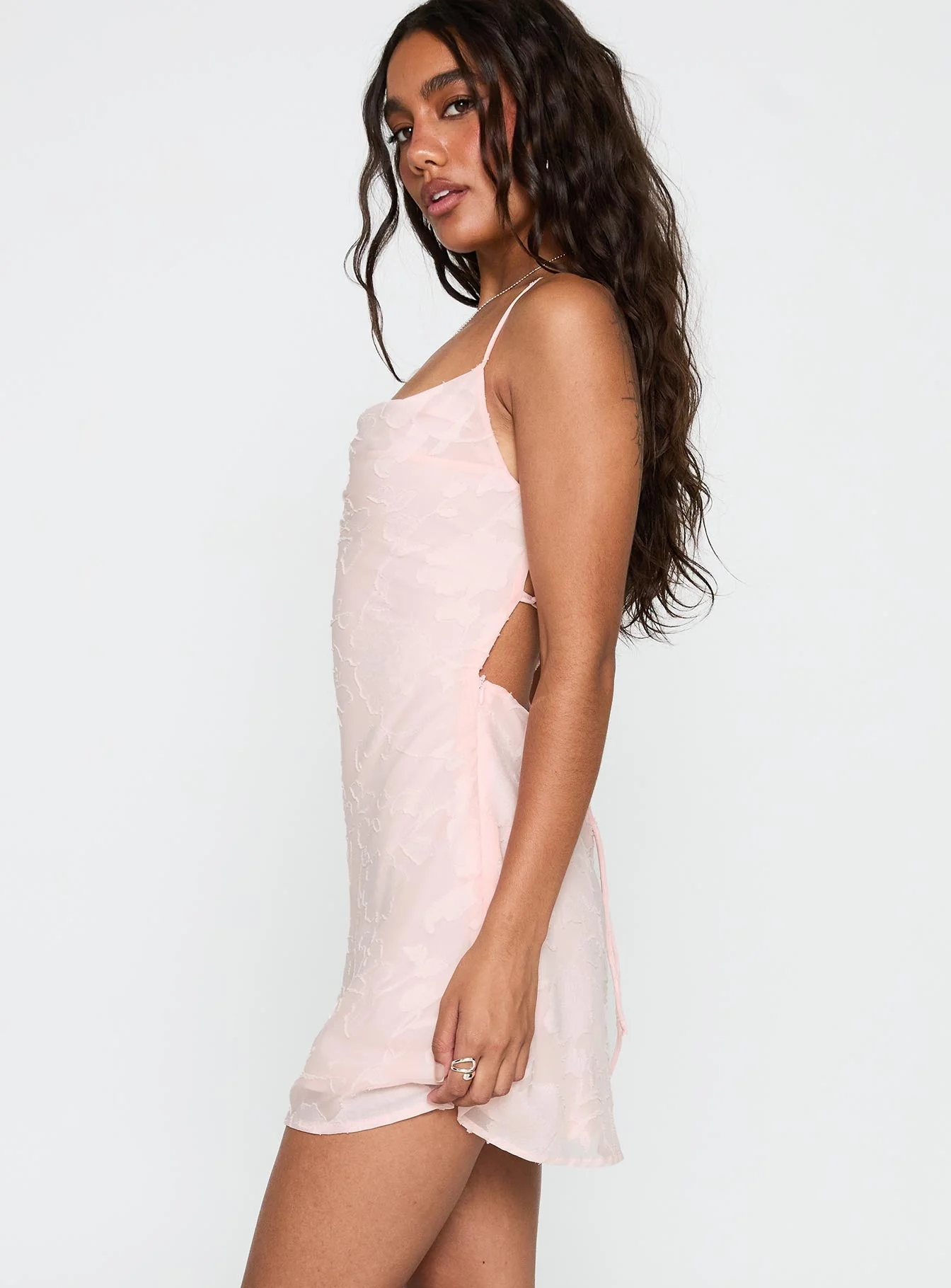 Celena Mini Dress Pink Burnout - Image 4