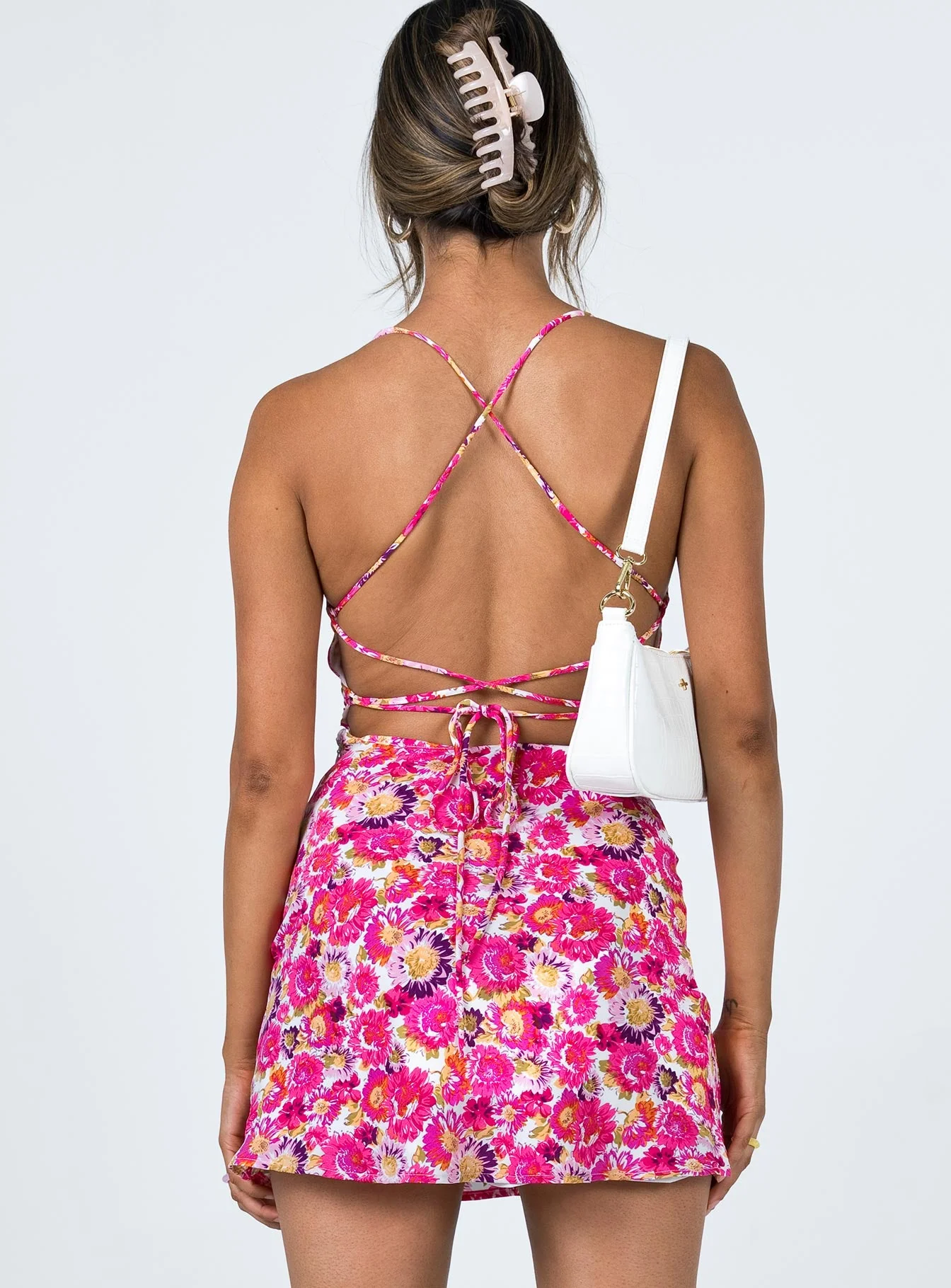 Celena Mini Dress Pink Floral - Image 6