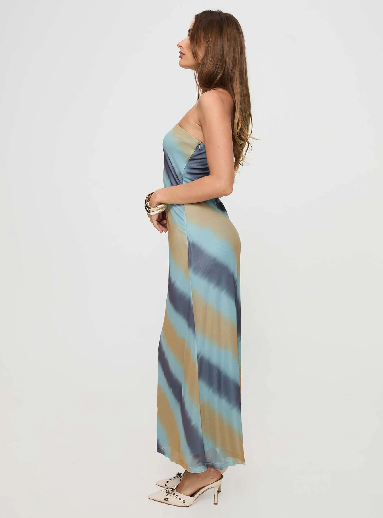Celik Strapless Maxi Dress Blue / Brown - Image 4