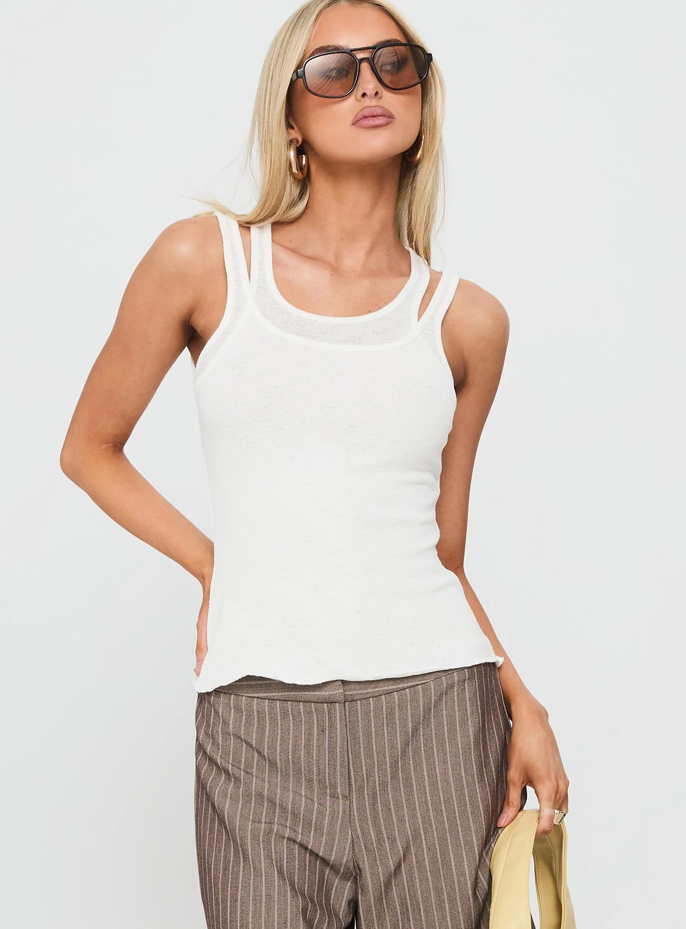 Ceyla Layered Tank Top White - Image 2