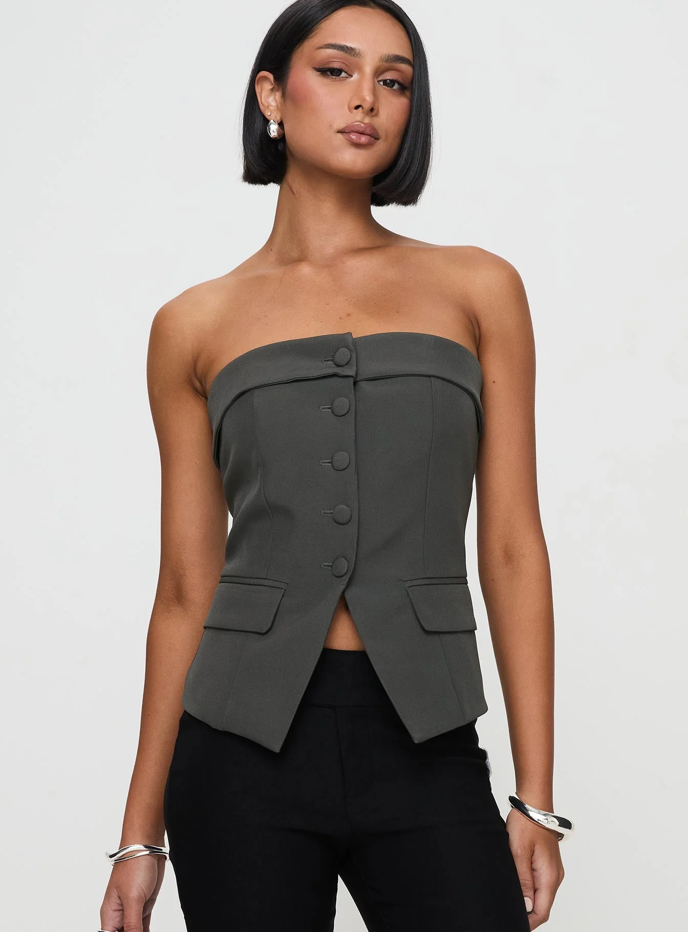 Change It Up Strapless Top Grey - Image 2