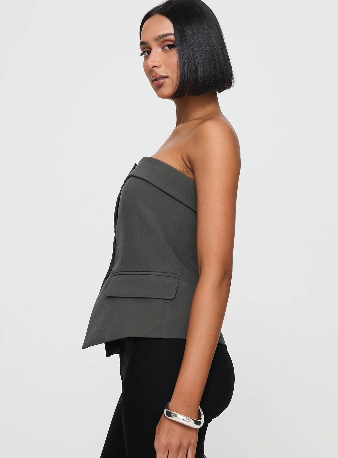 Change It Up Strapless Top Grey - Image 4