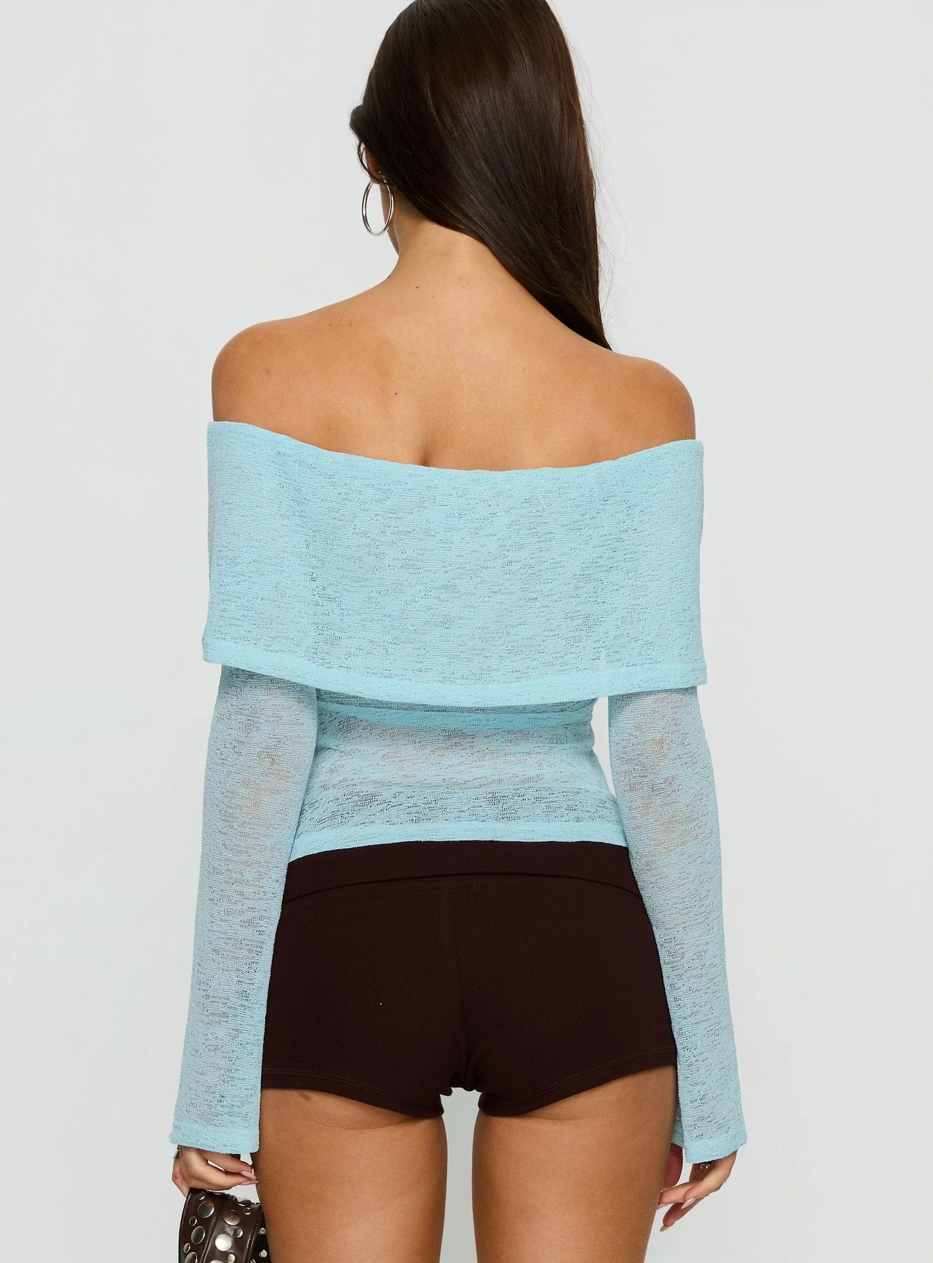 Chanice Off Shoulder Long Sleeve Top Blue - Image 4