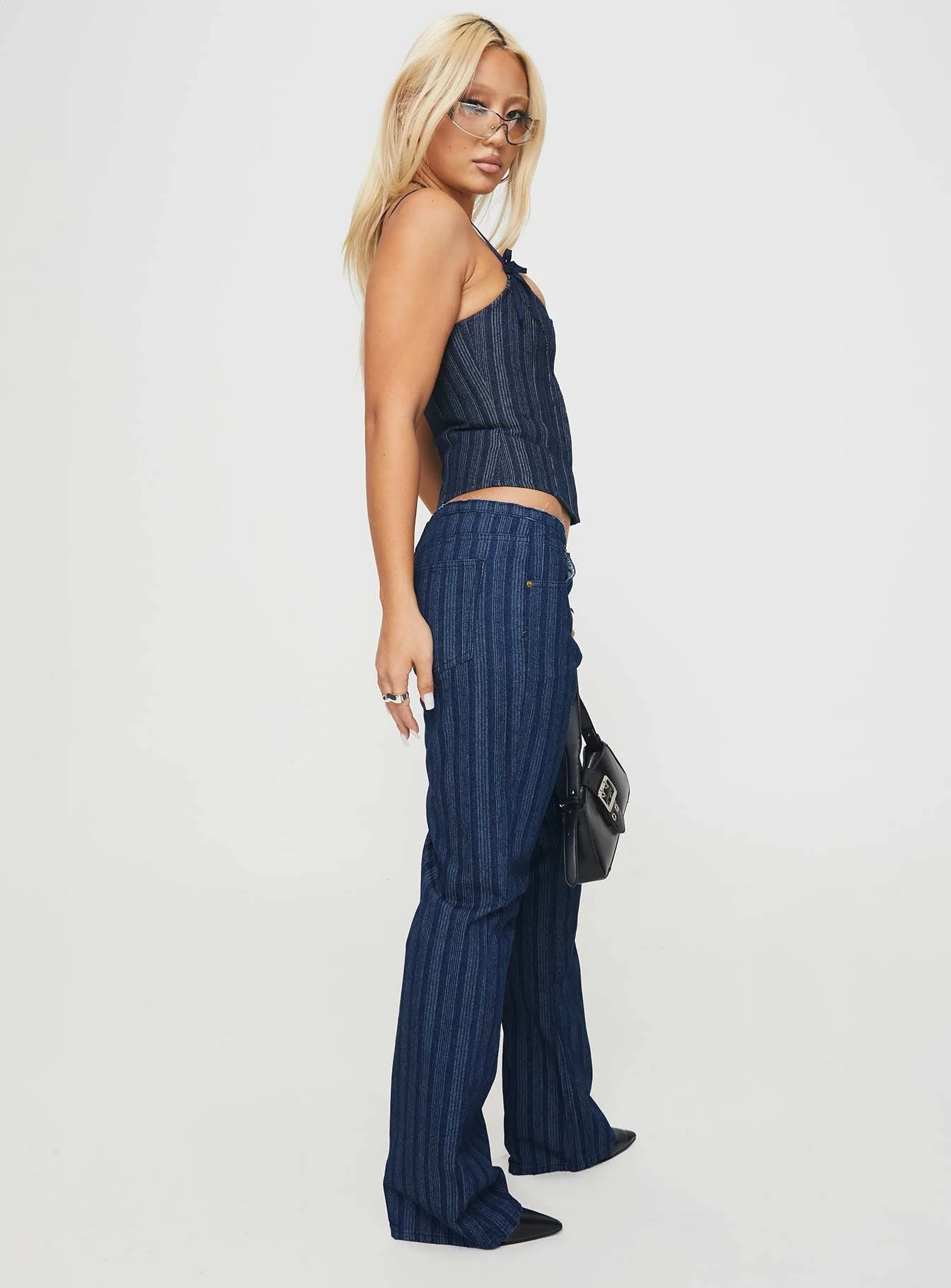 Charismatic Low Rise Flared Jeans Dark Pinstripe - Image 5