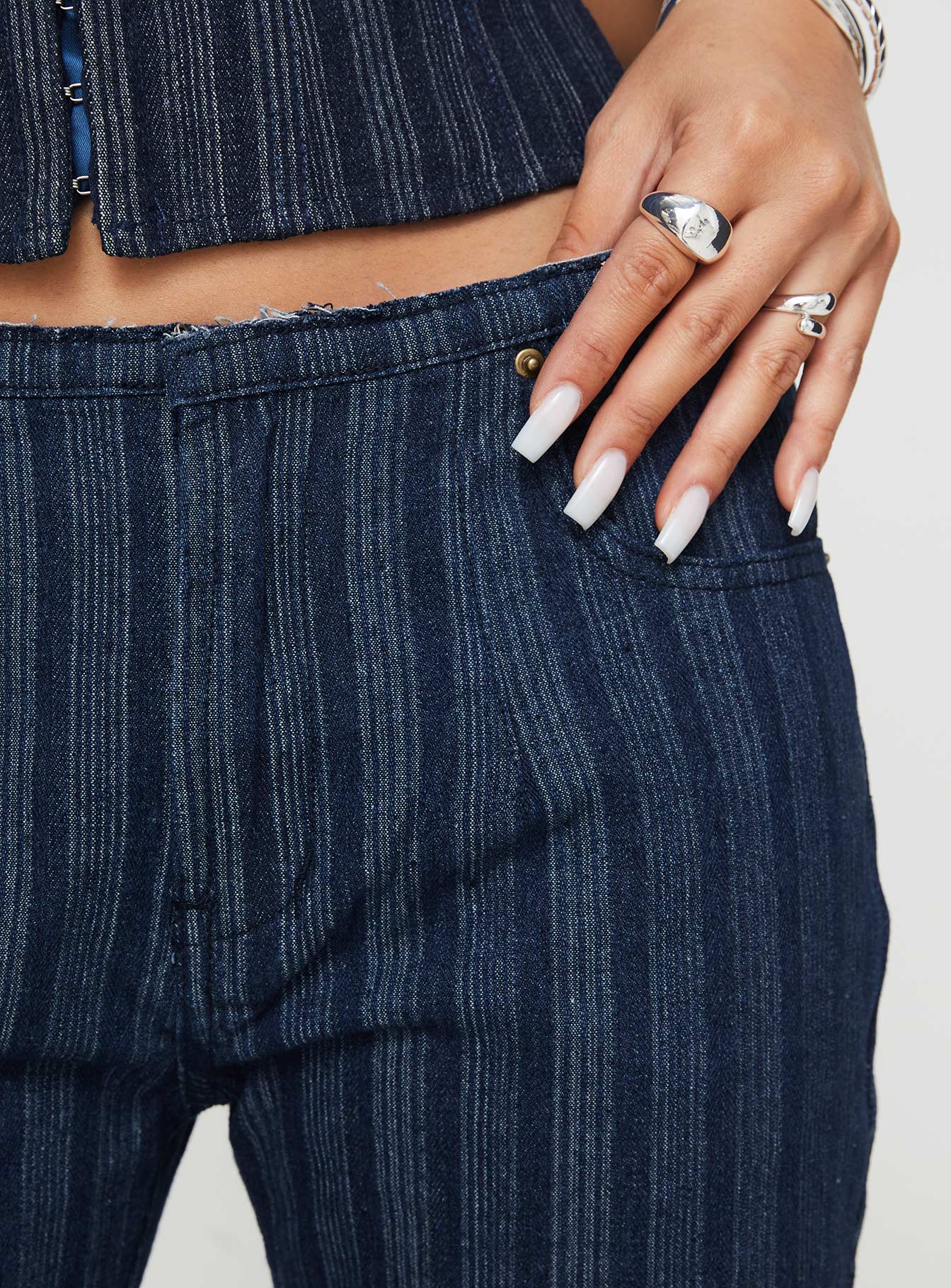 Charismatic Low Rise Flared Jeans Dark Pinstripe - Image 7