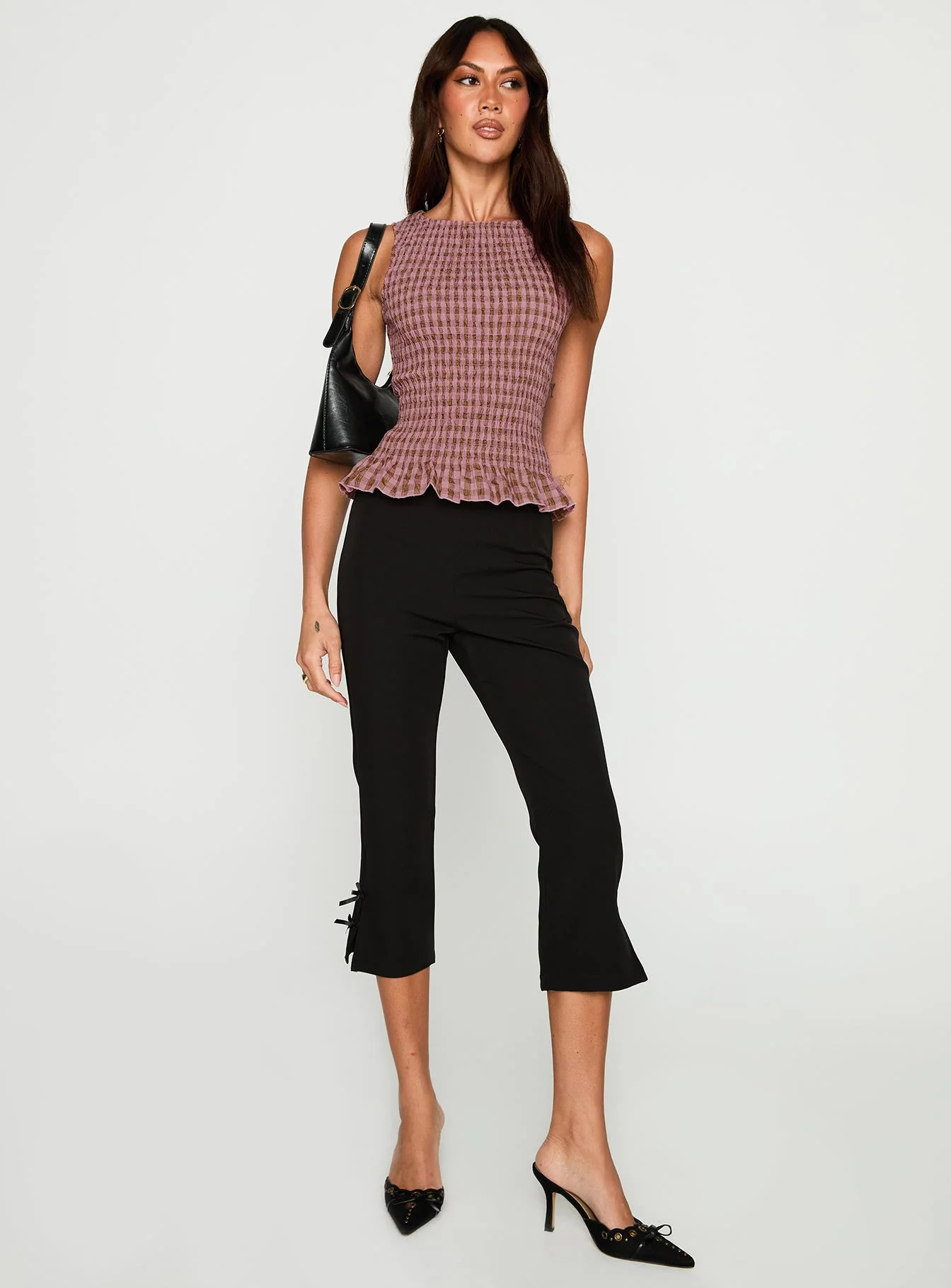 Chauntelle Ruched Top Pink Check - Image 3