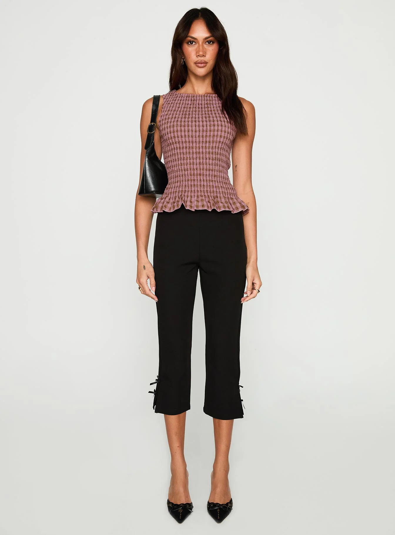 Chauntelle Ruched Top Pink Check - Image 7