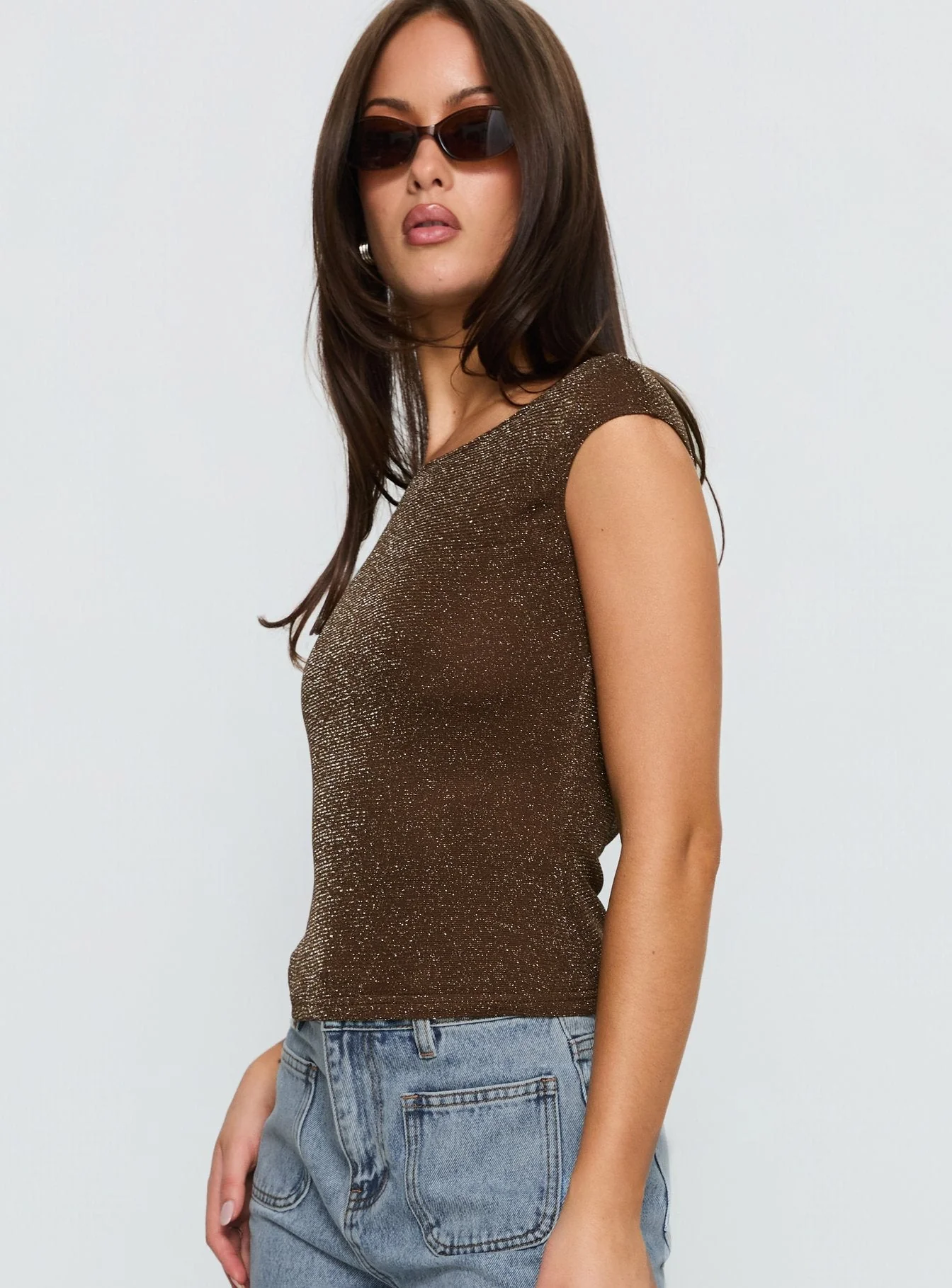 Cheirosa Off Shoulder Top Brown Shimmer - Image 4