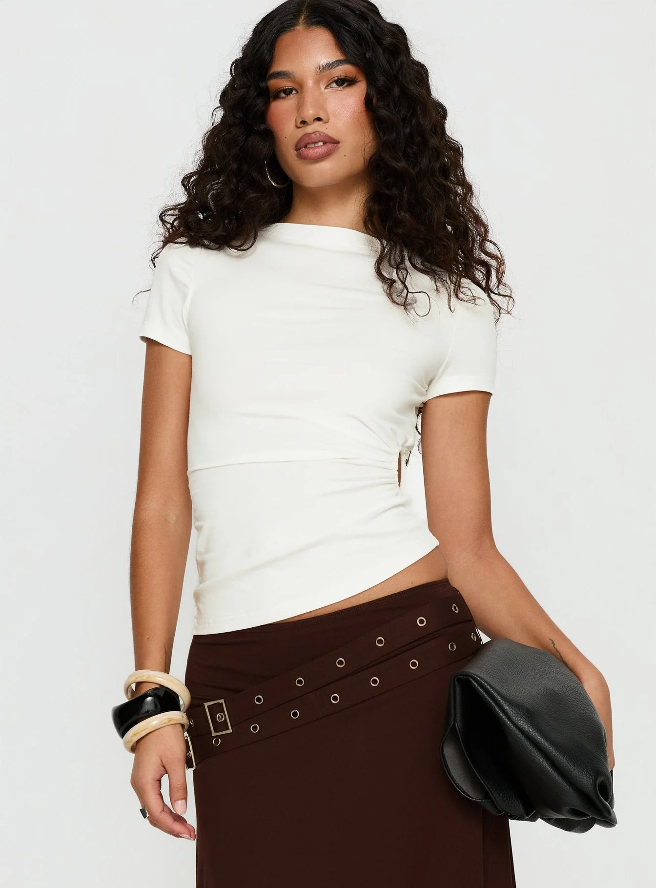 Chelese Cut Out Ruched Top White - Image 2
