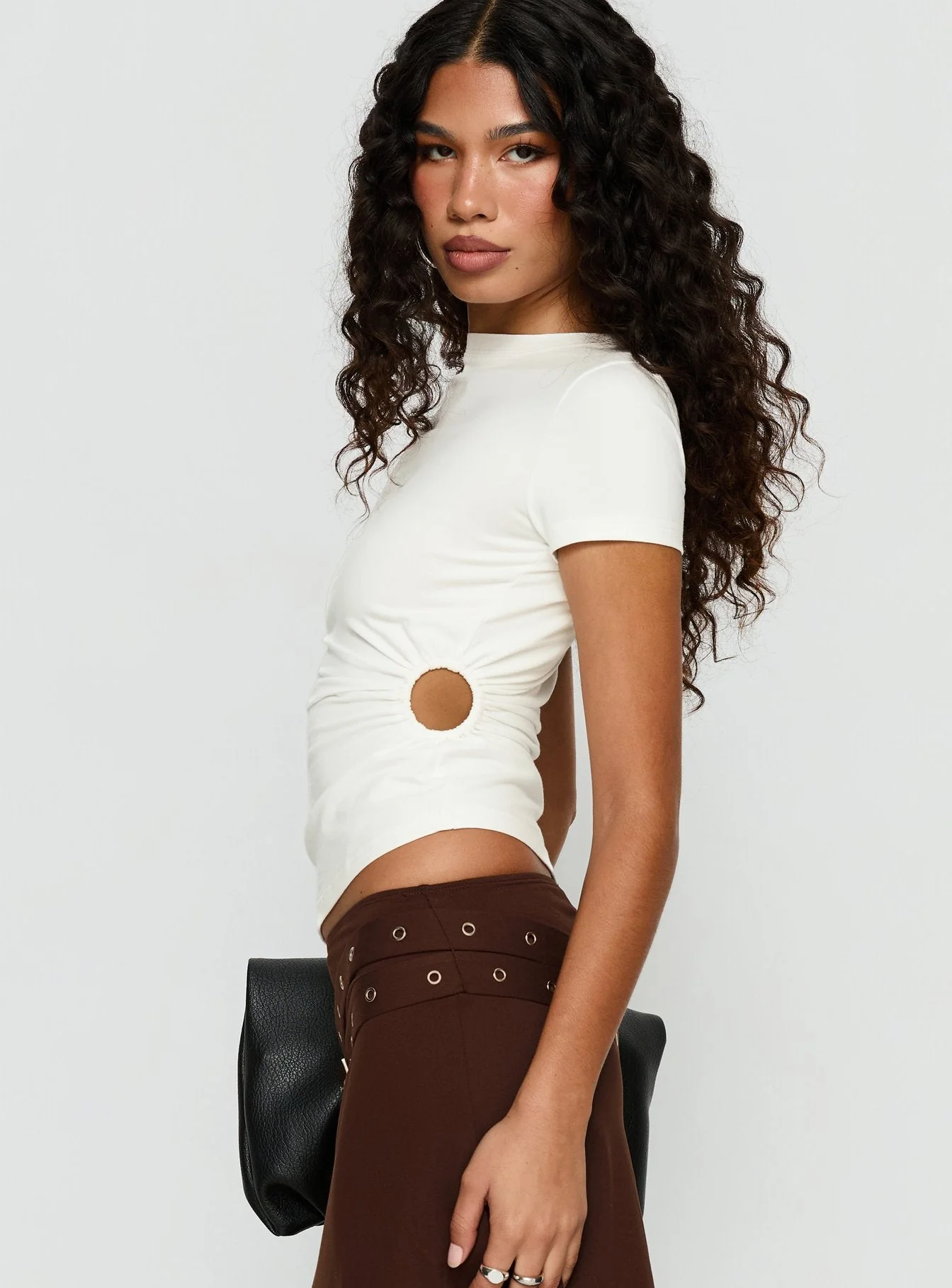 Chelese Cut Out Ruched Top White - Image 4