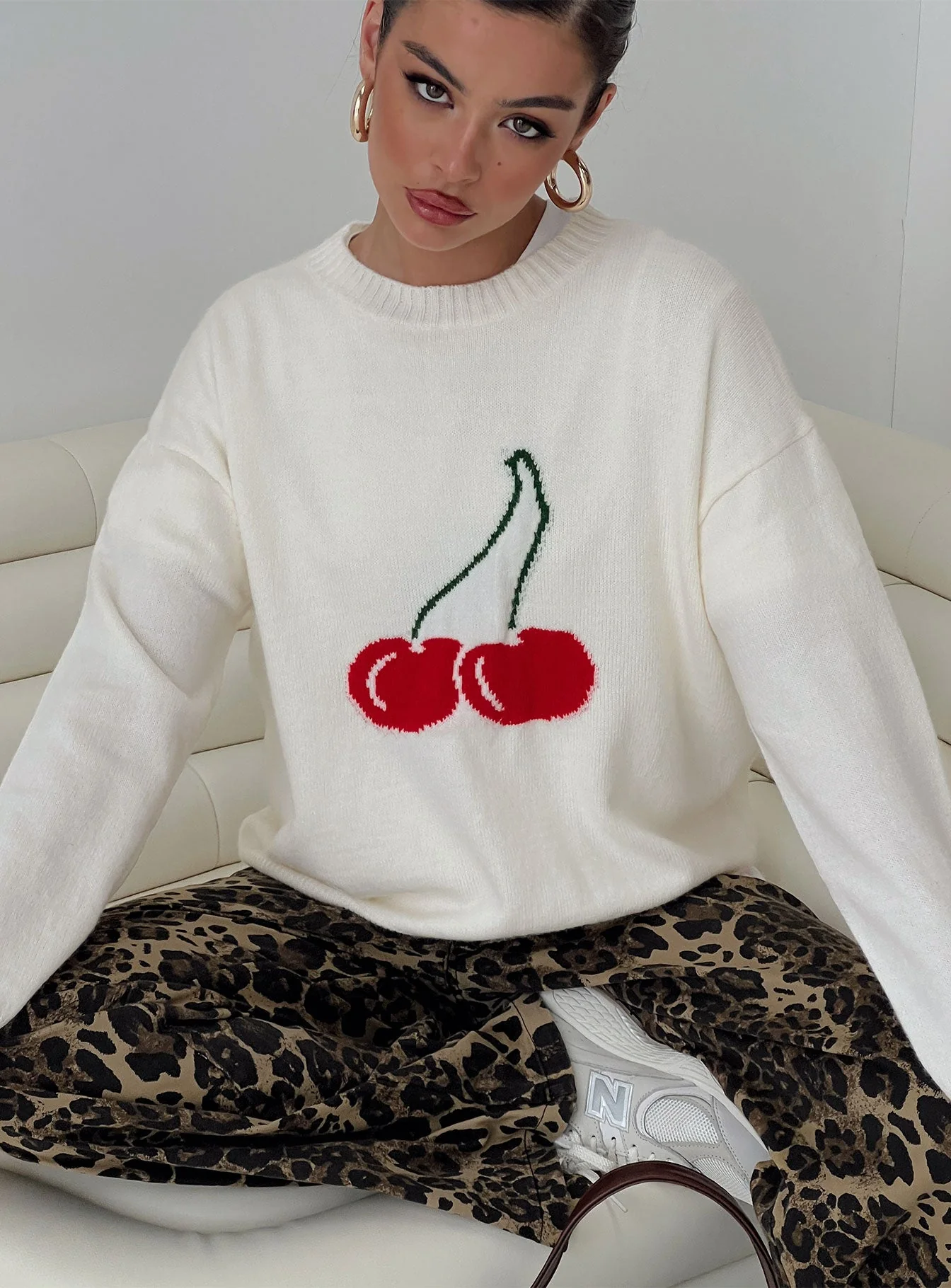 Cherry Dreams Knit Jumper Cream - Image 8