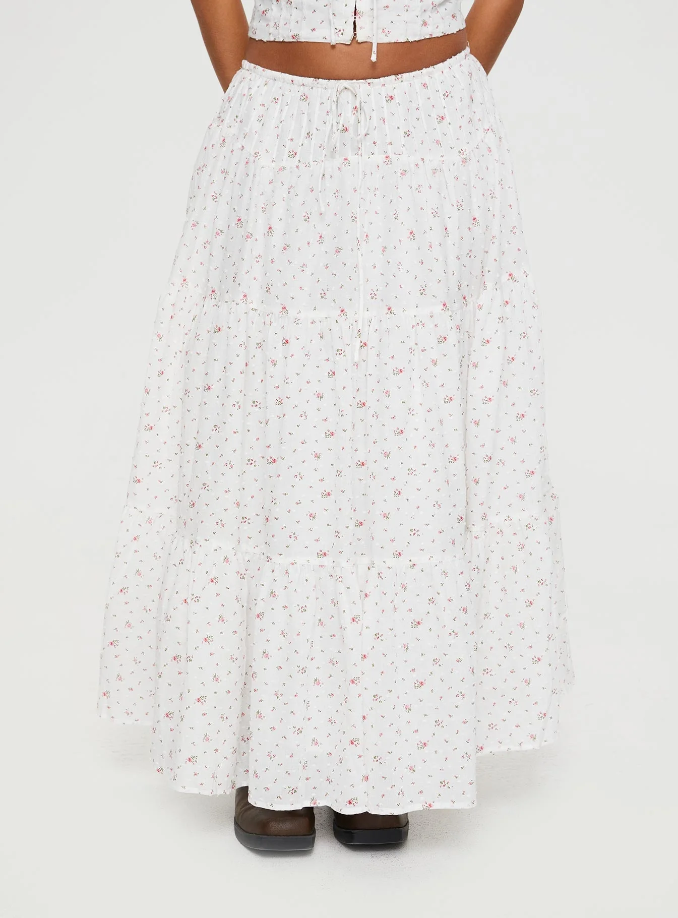 Cherry On Top Maxi Skirt White Floral - Image 2