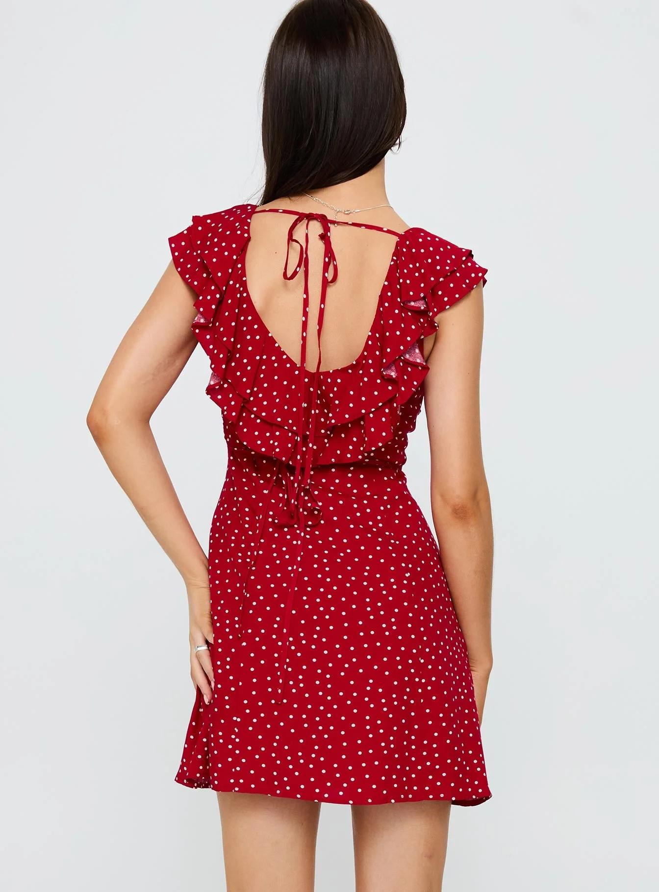 Cherry Schnapps Flutter Mini Dress Red Polka - Image 5