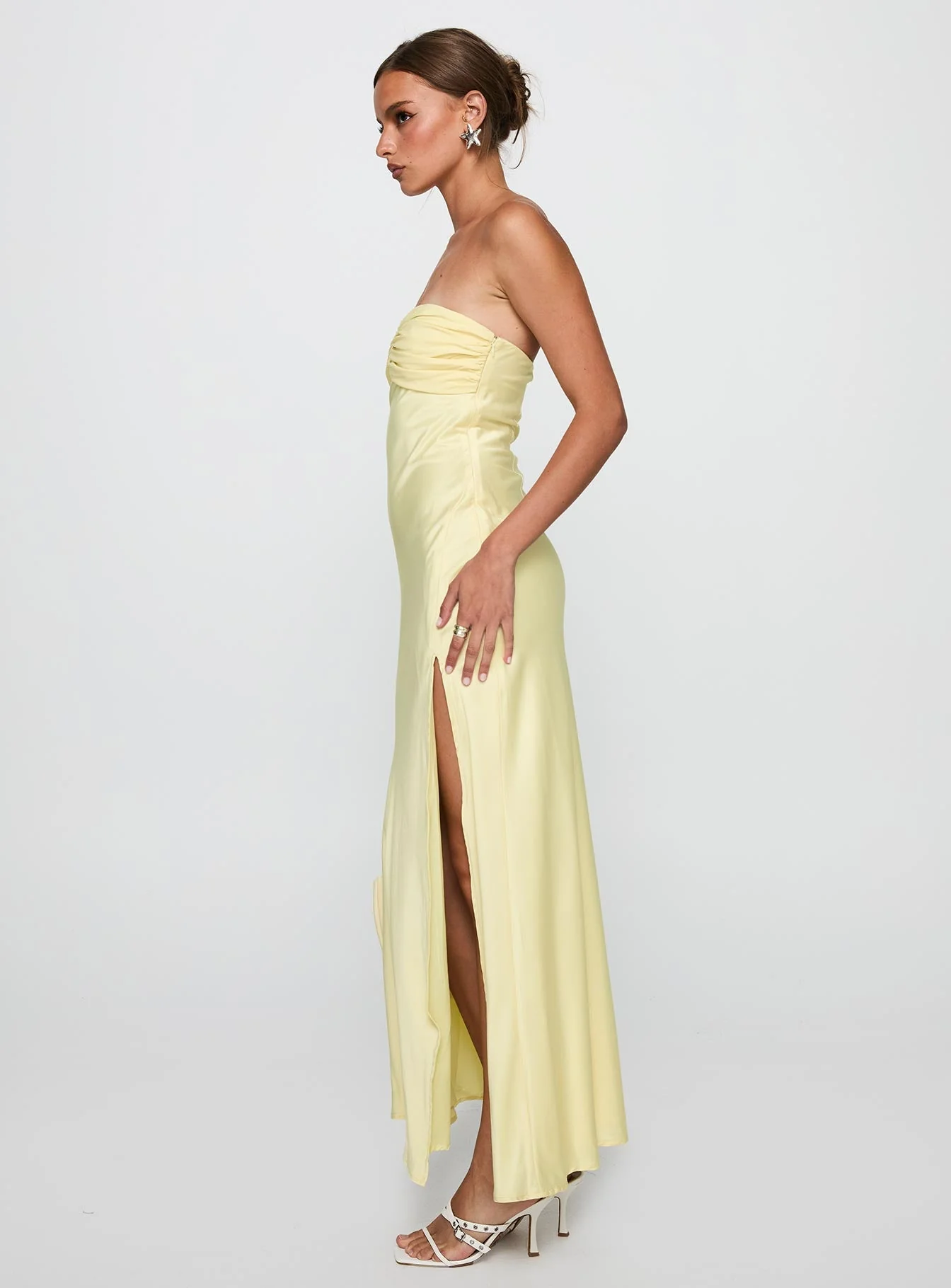 Chevalier Strapless Maxi Dress Lemon - Image 4