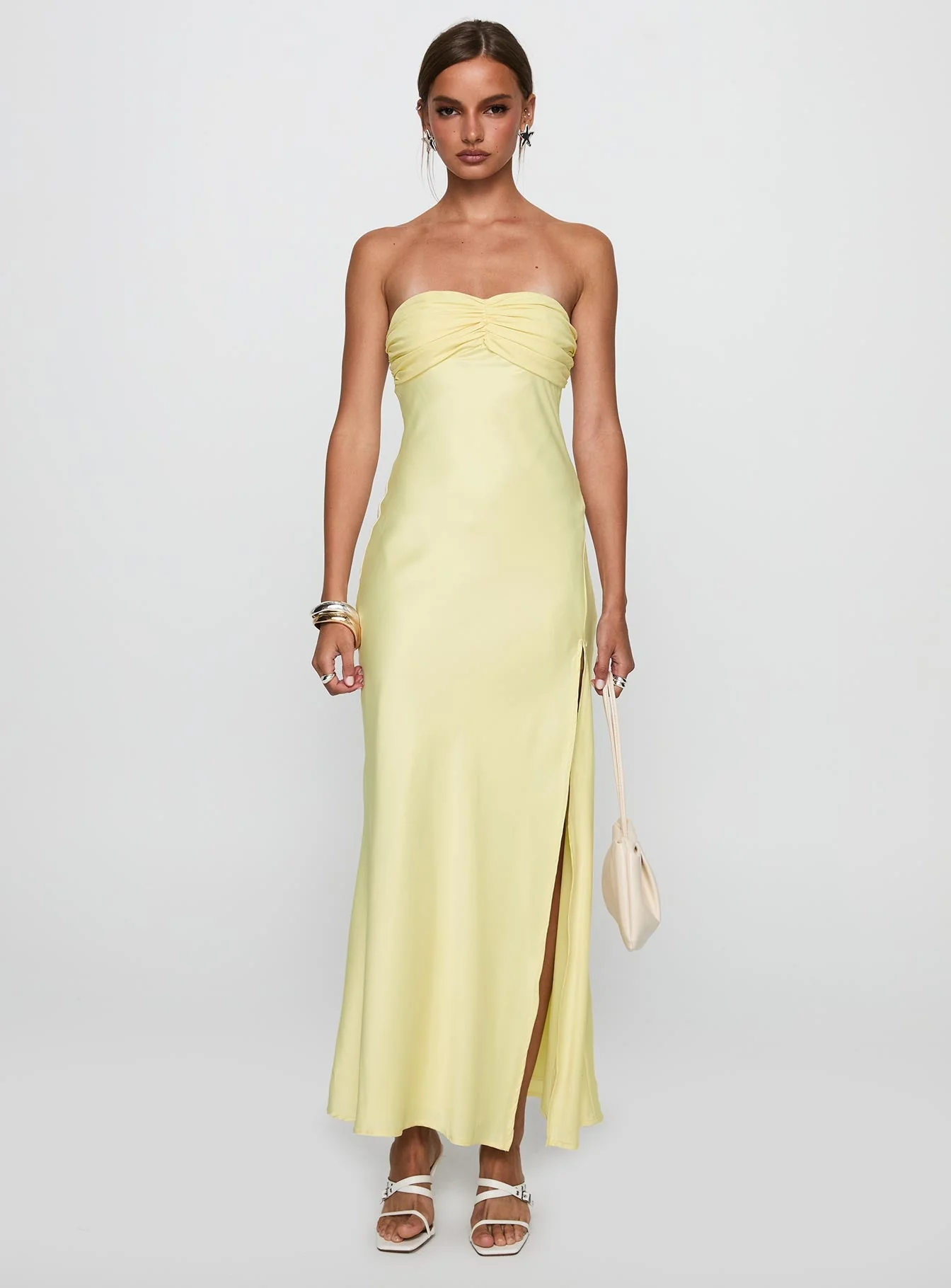 Chevalier Strapless Maxi Dress Lemon - Image 6