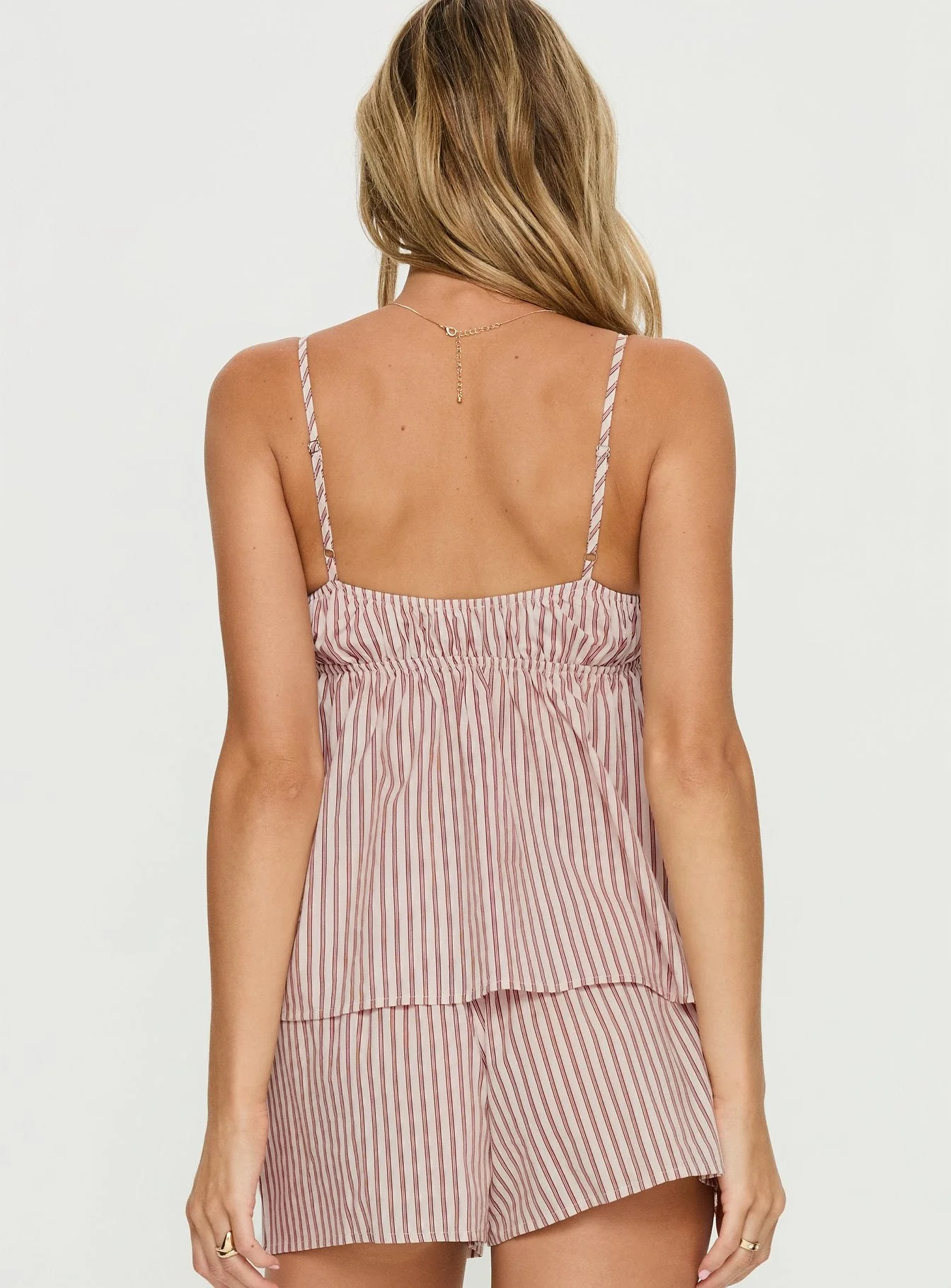 Chill Club Sleep Peplum Top Red / White Stripe - Image 5