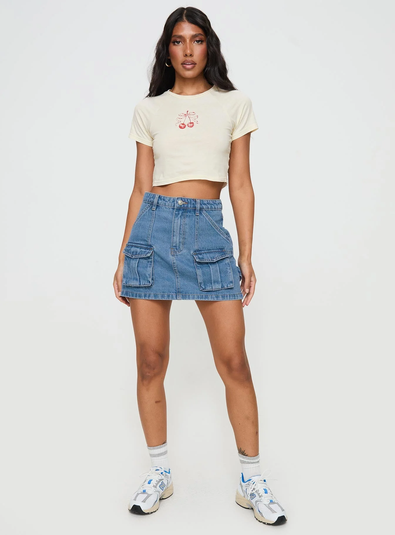 Chillders Denim Mini Skirt Mid Wash Tall - Image 3