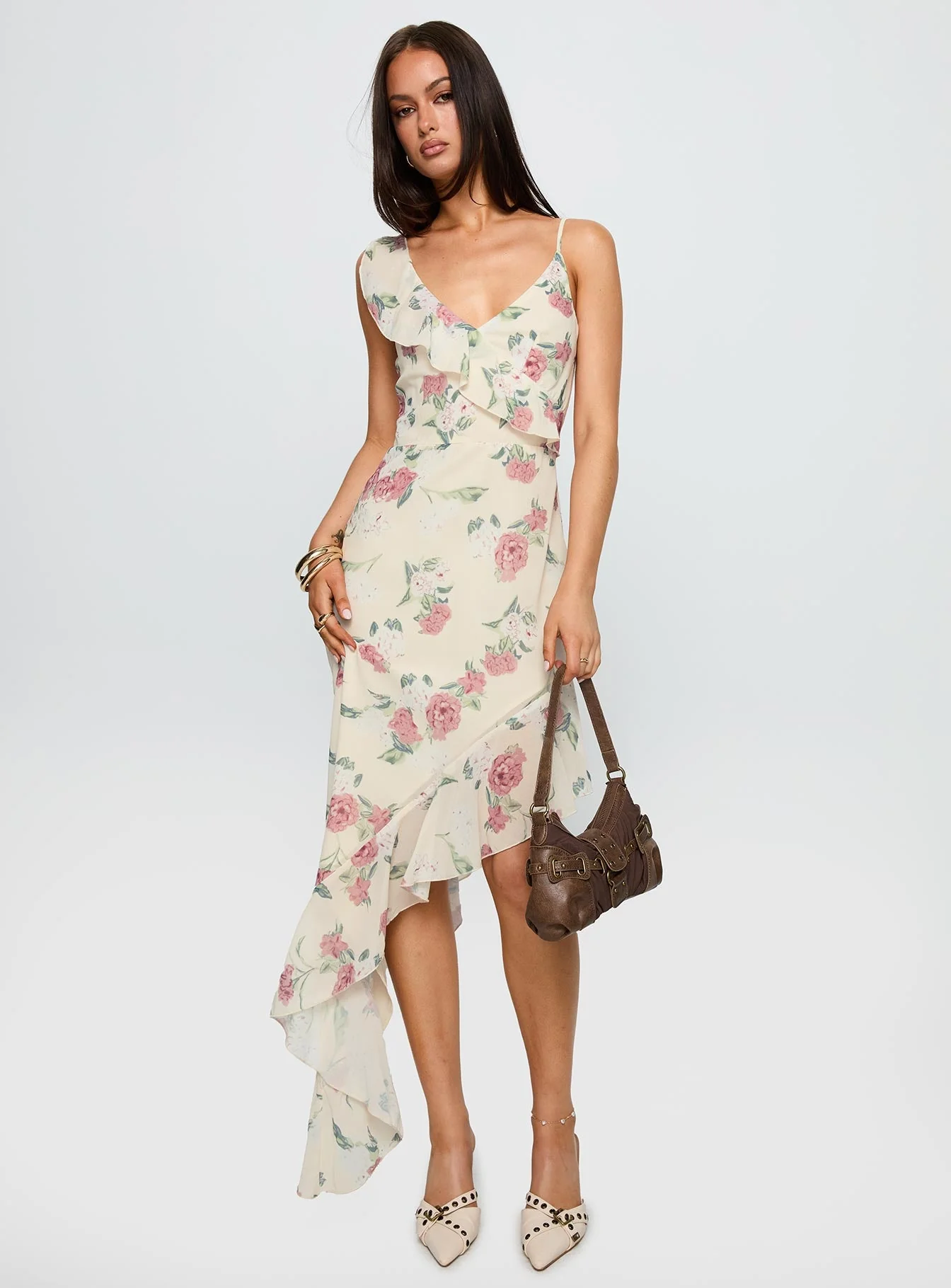 Chrysalis Asymmetrical Midi Dress Multi Floral - Image 2