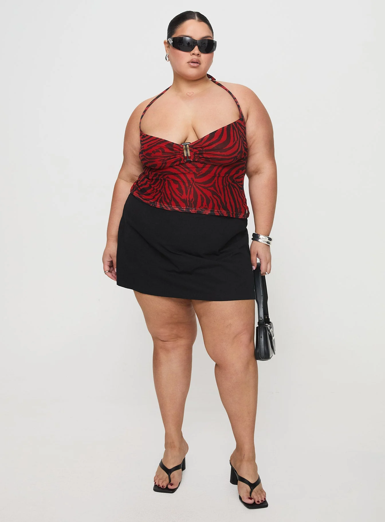 Cielo Mesh Halter Top Red Zebra Curve - Image 3
