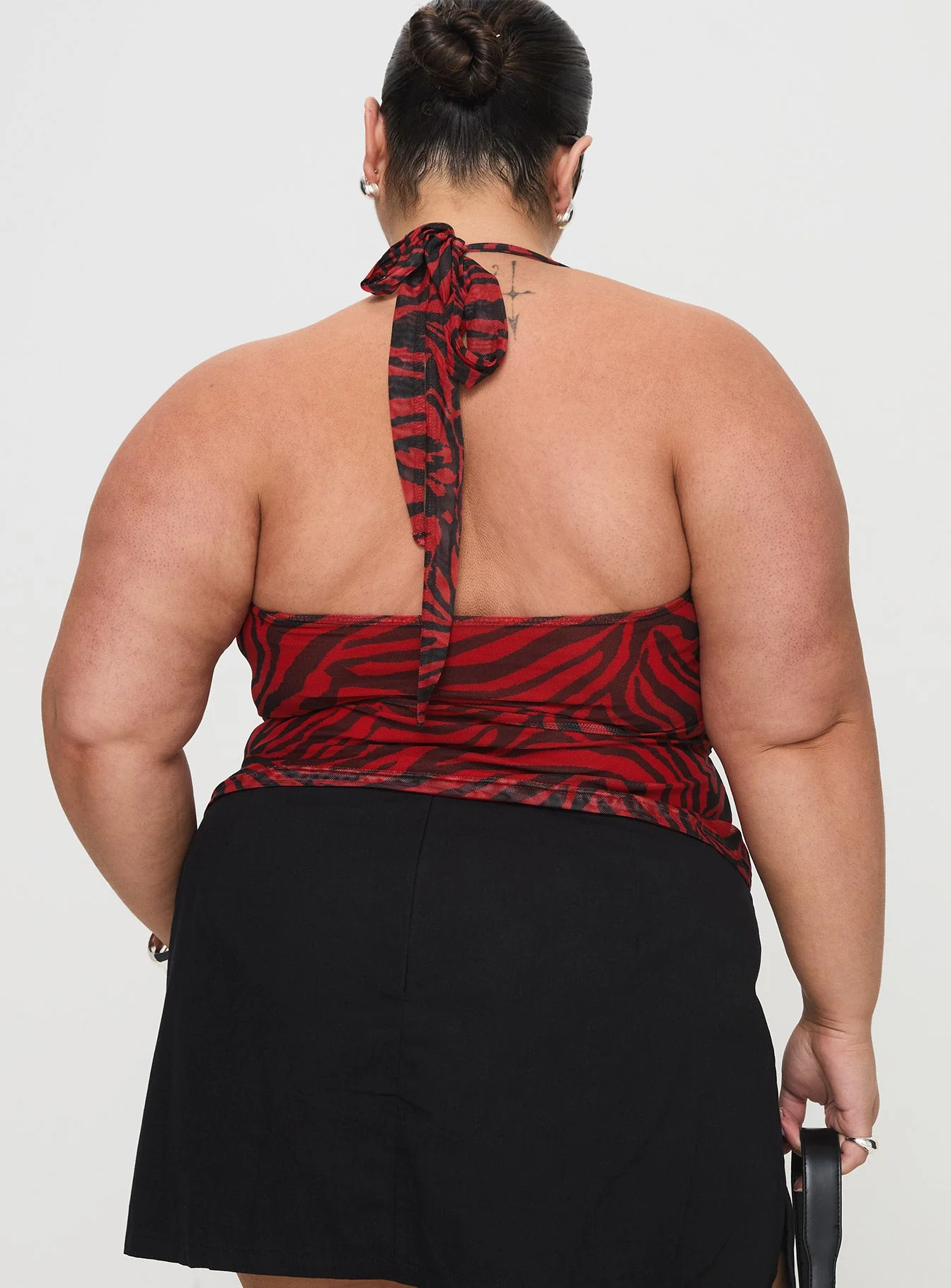 Cielo Mesh Halter Top Red Zebra Curve - Image 5