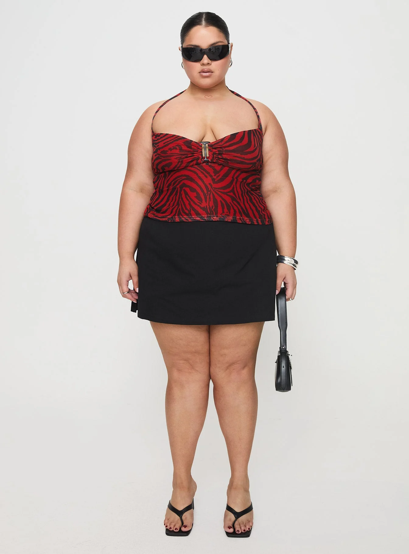 Cielo Mesh Halter Top Red Zebra Curve - Image 7