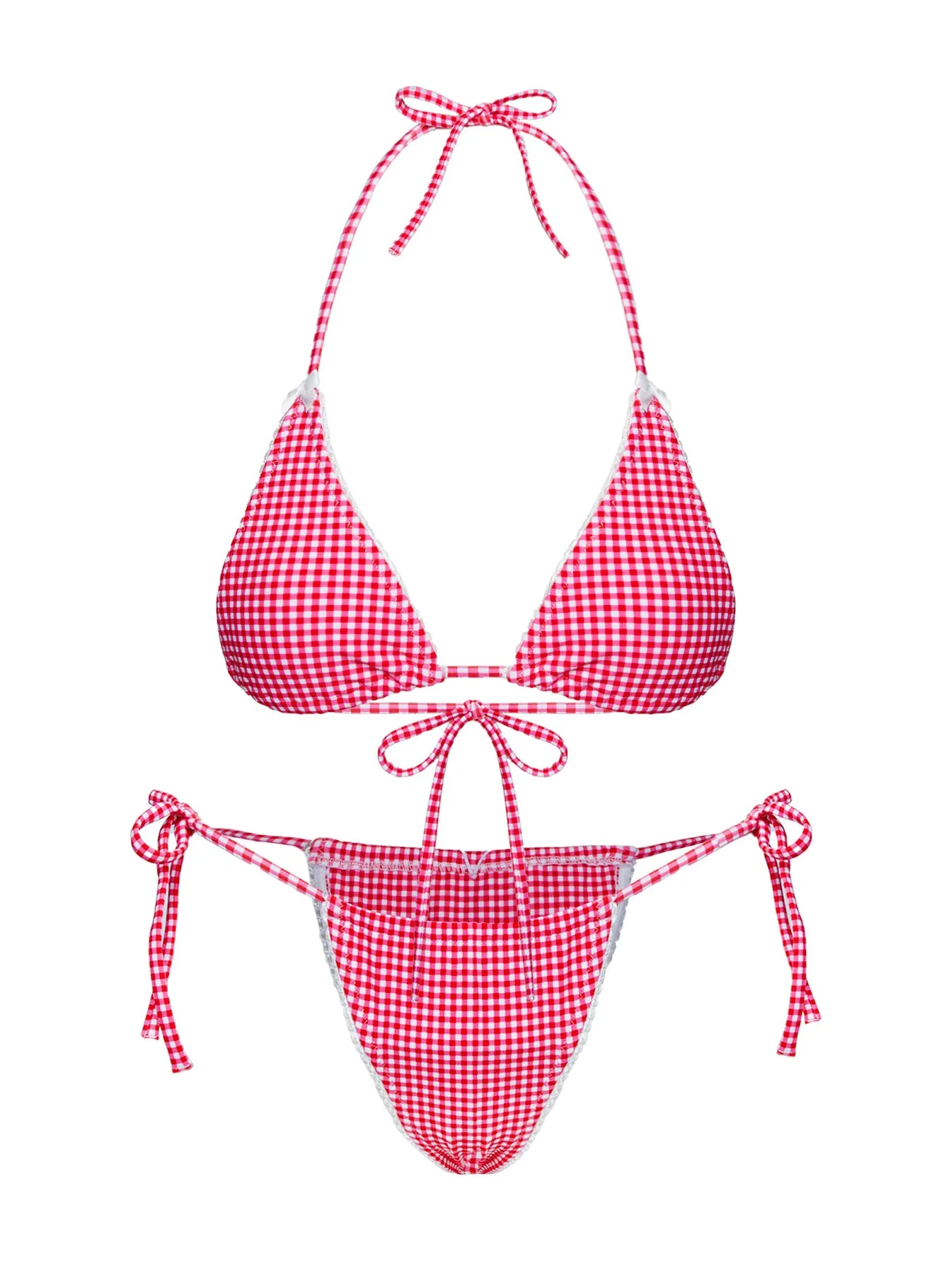 City Of Palms Triangle Bikini Top Red Gingham - Image 5