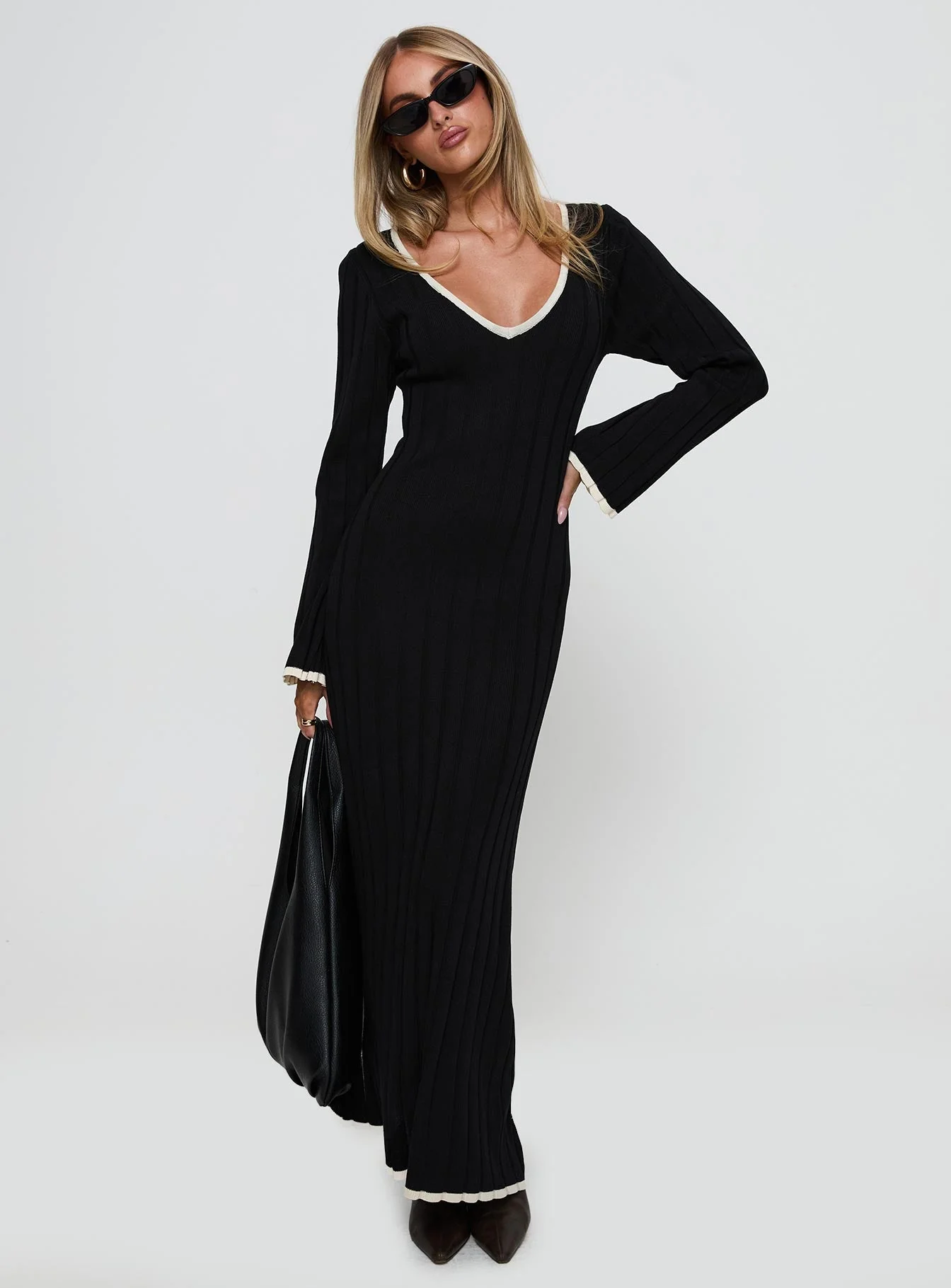 Claira Long Sleeve Maxi Dress Black - Image 3