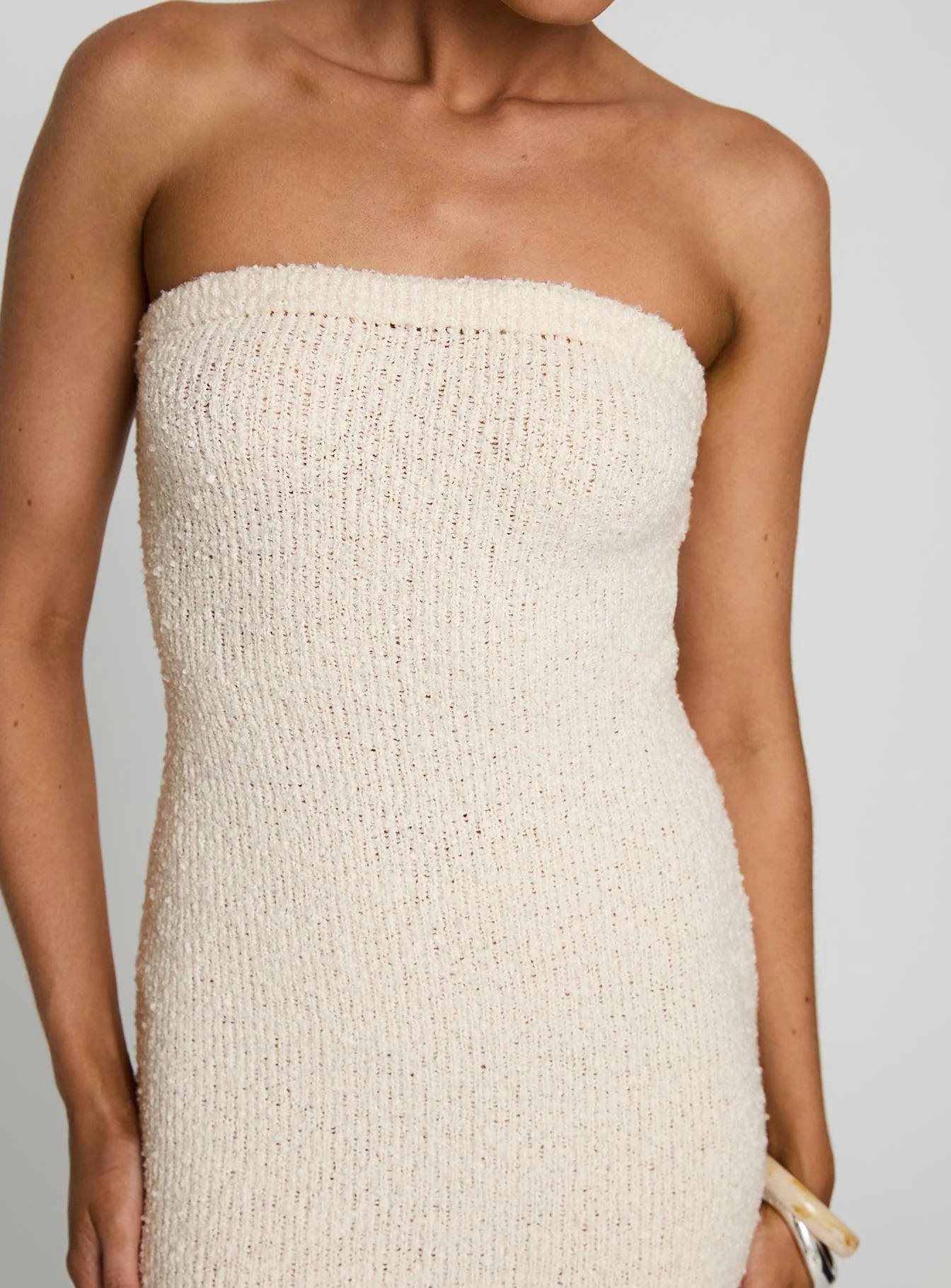 Cloud Strapless Boucle Maxi Dress Cream - Image 5