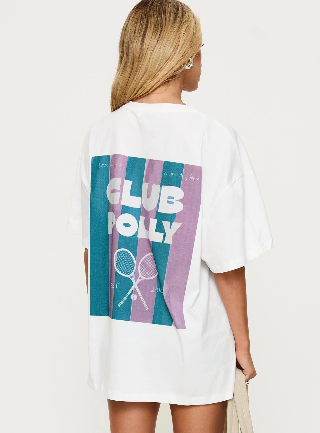 Club Polly Oversized Tee White - Image 5