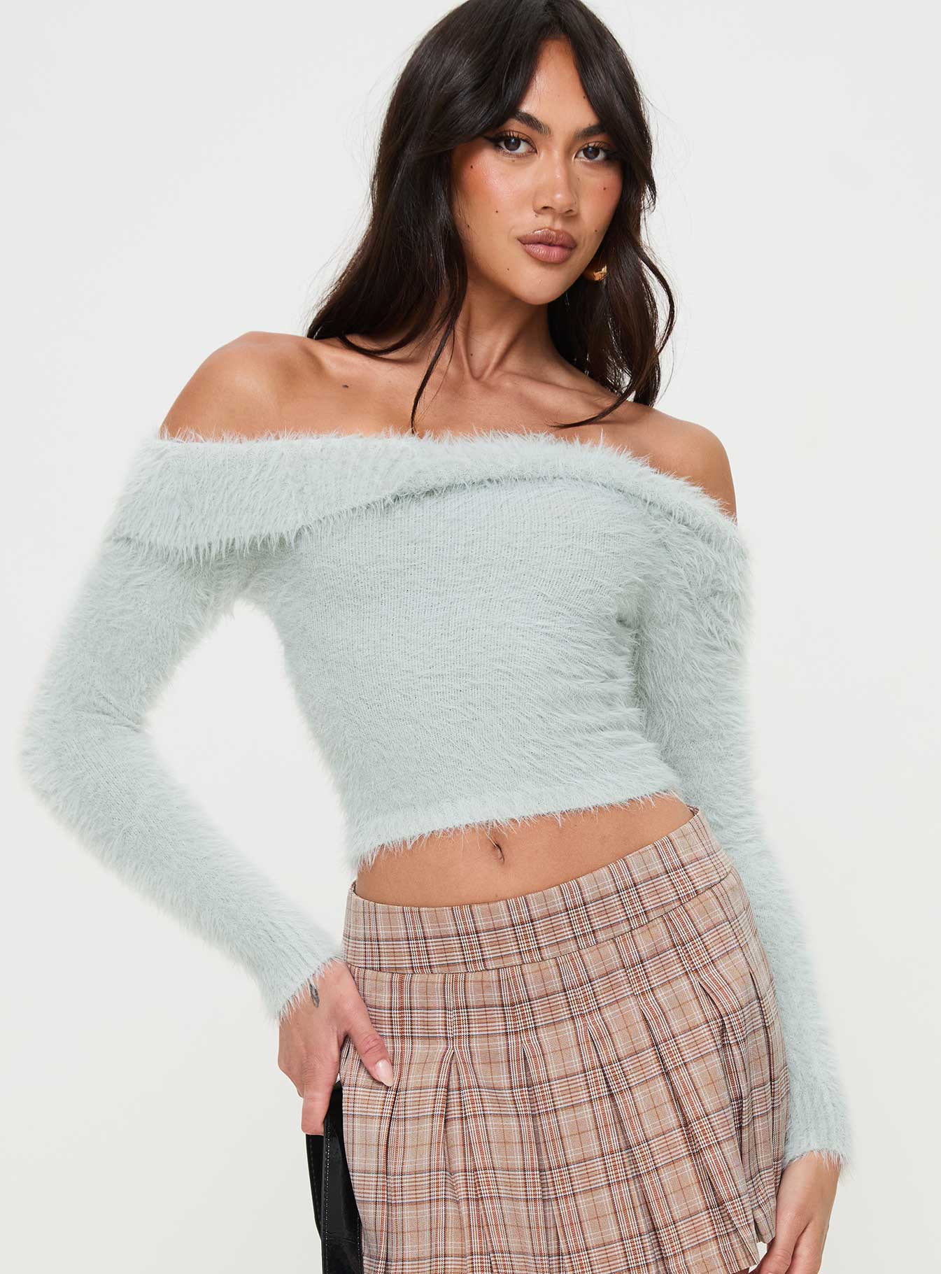 Coecoe Off The Shoulder Sweater Grey - Image 2