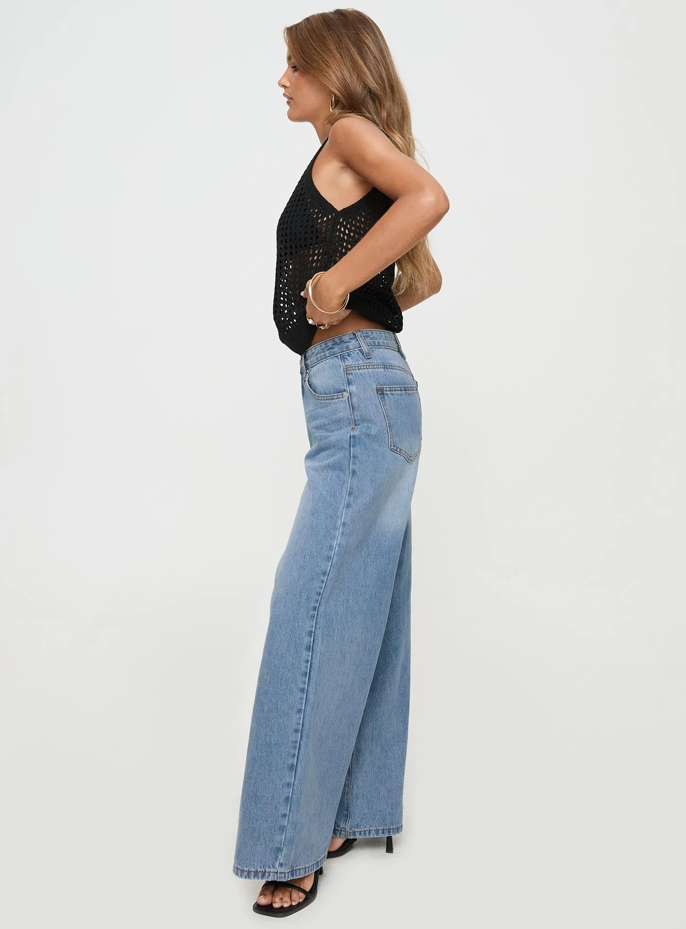 Colemane Mid Rise Flared Jeans Angel Blue - Image 4