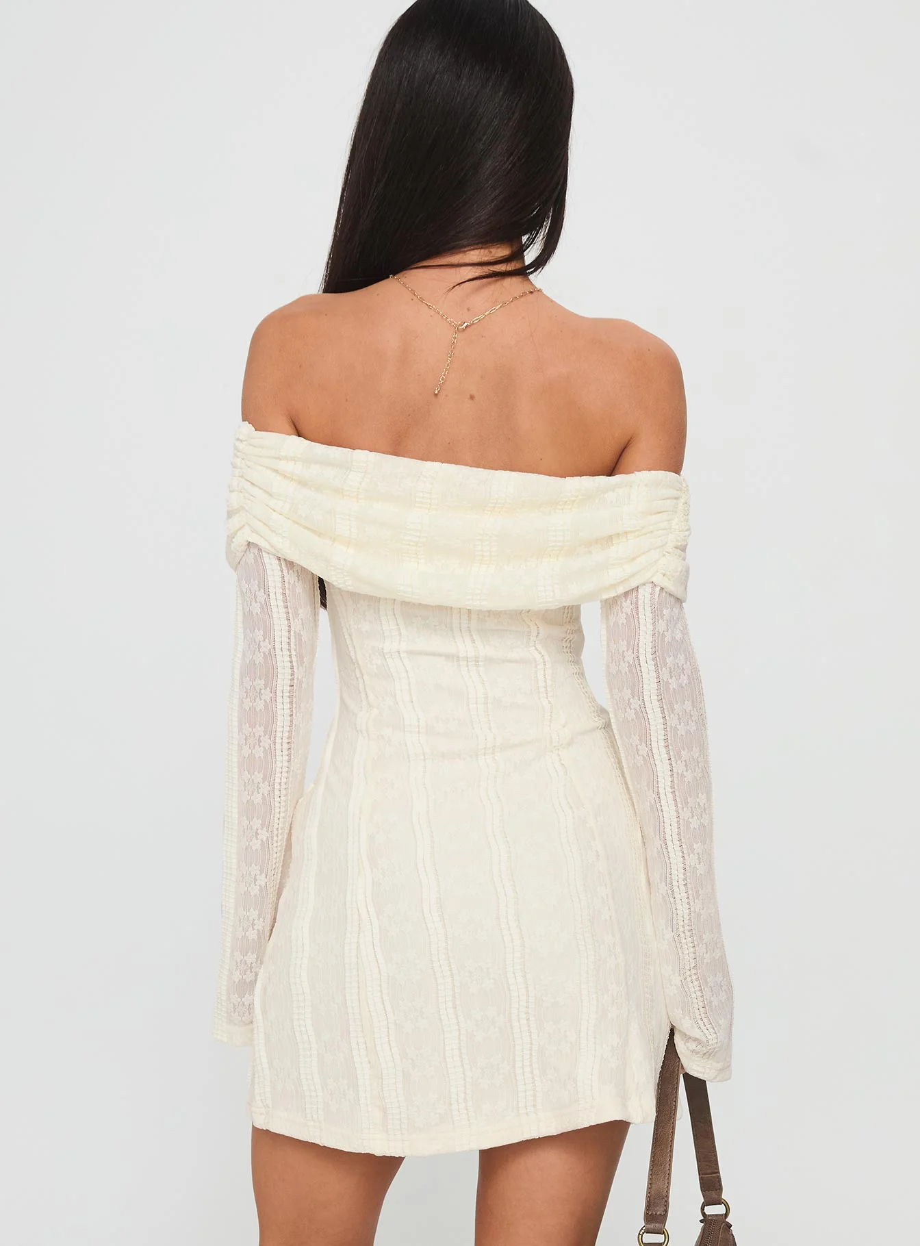 Colettie Long Sleeve Mini Dress Cream - Image 5