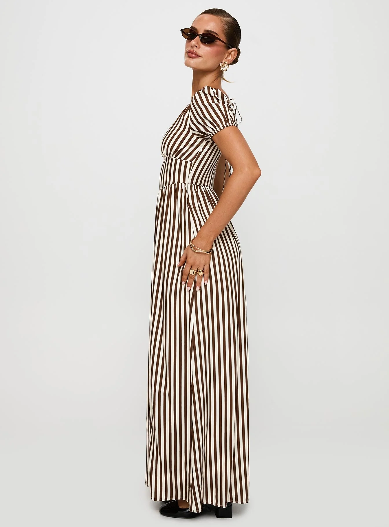 Collyns Maxi Dress Beige Pinstripe - Image 4