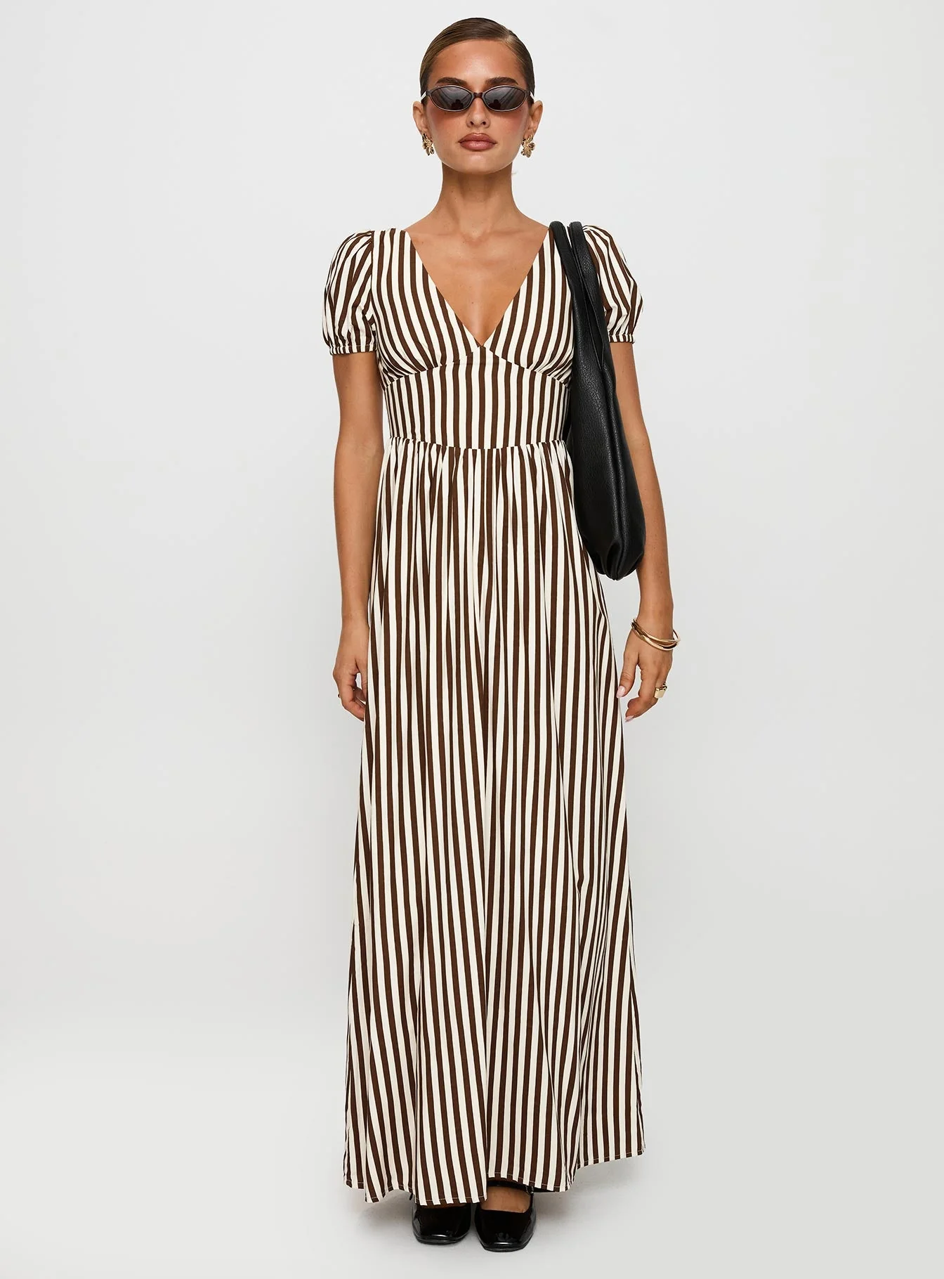 Collyns Maxi Dress Beige Pinstripe - Image 7