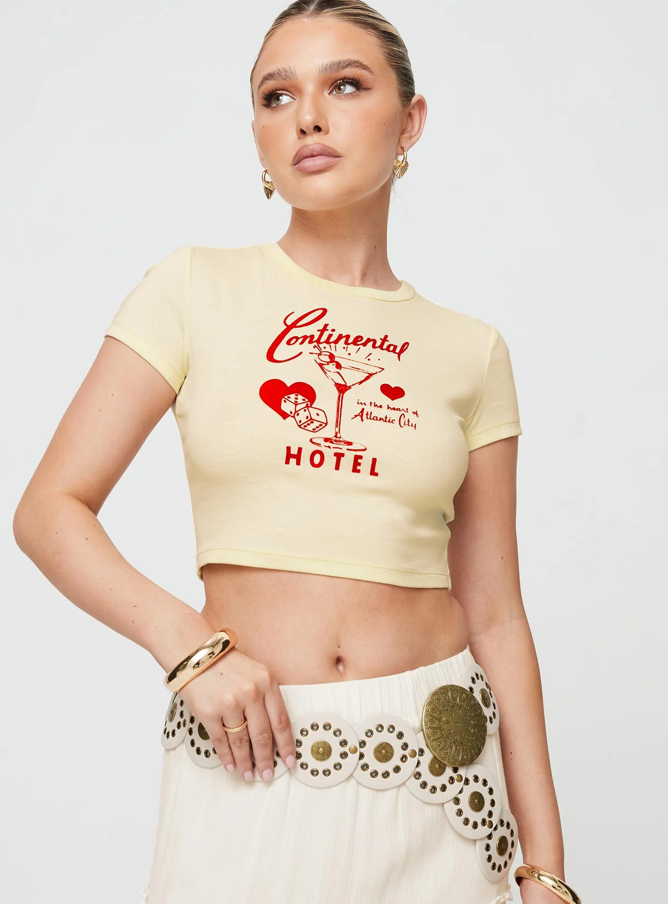 Continental Vacay Baby Tee Cream - Image 4