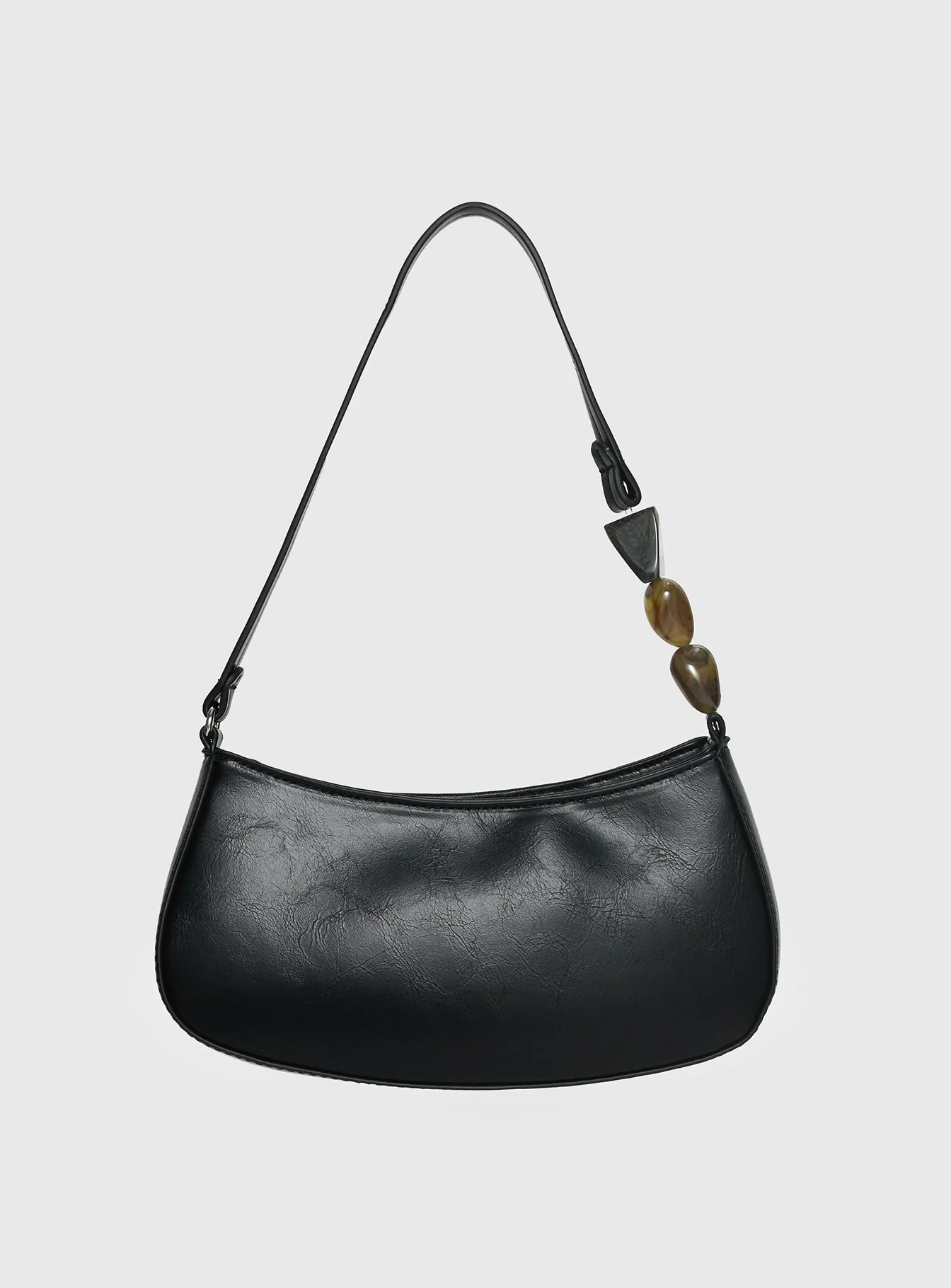 Contradiction Bead Detail Shoulder Bag Black - Image 3