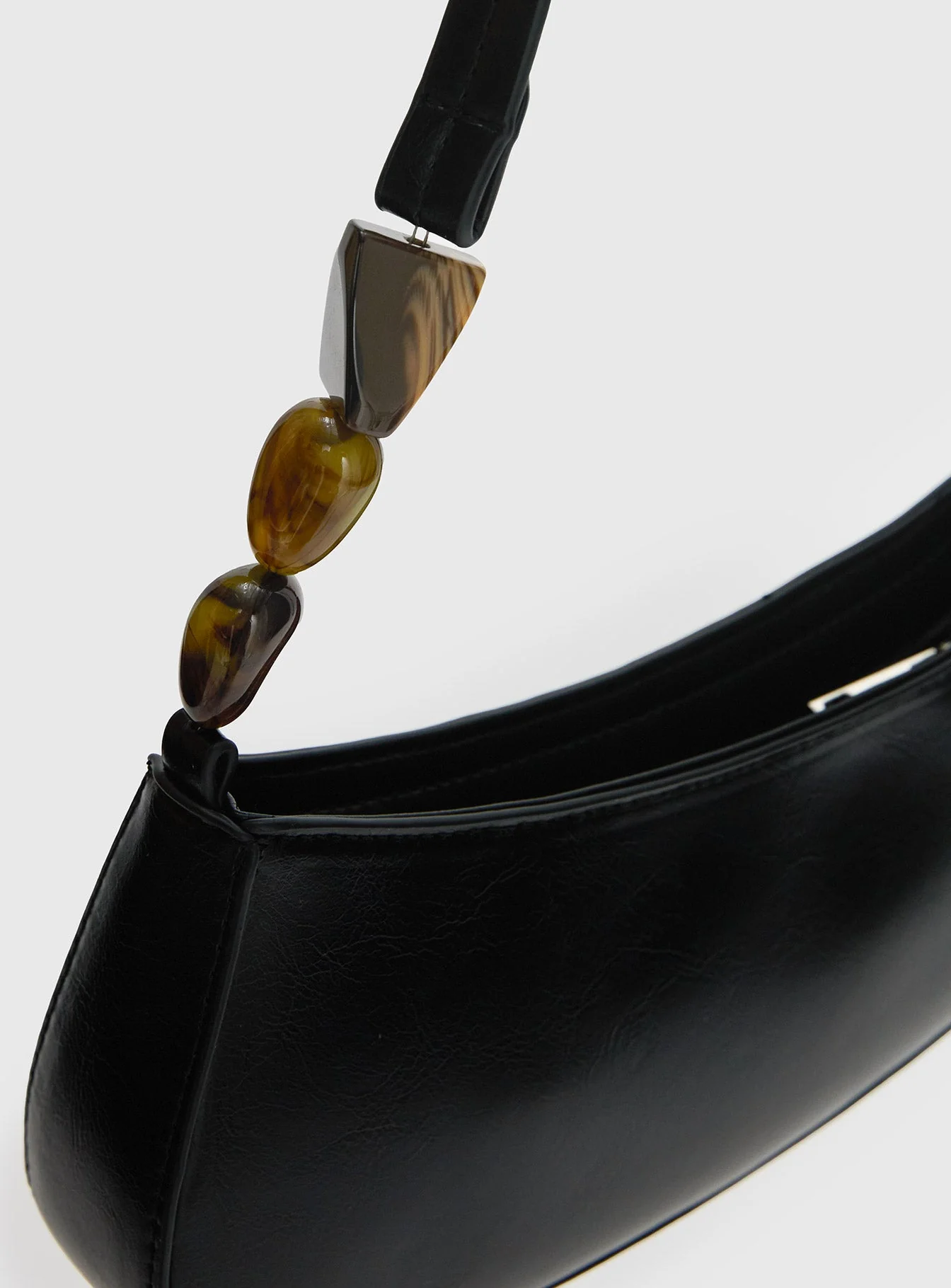 Contradiction Bead Detail Shoulder Bag Black - Image 5