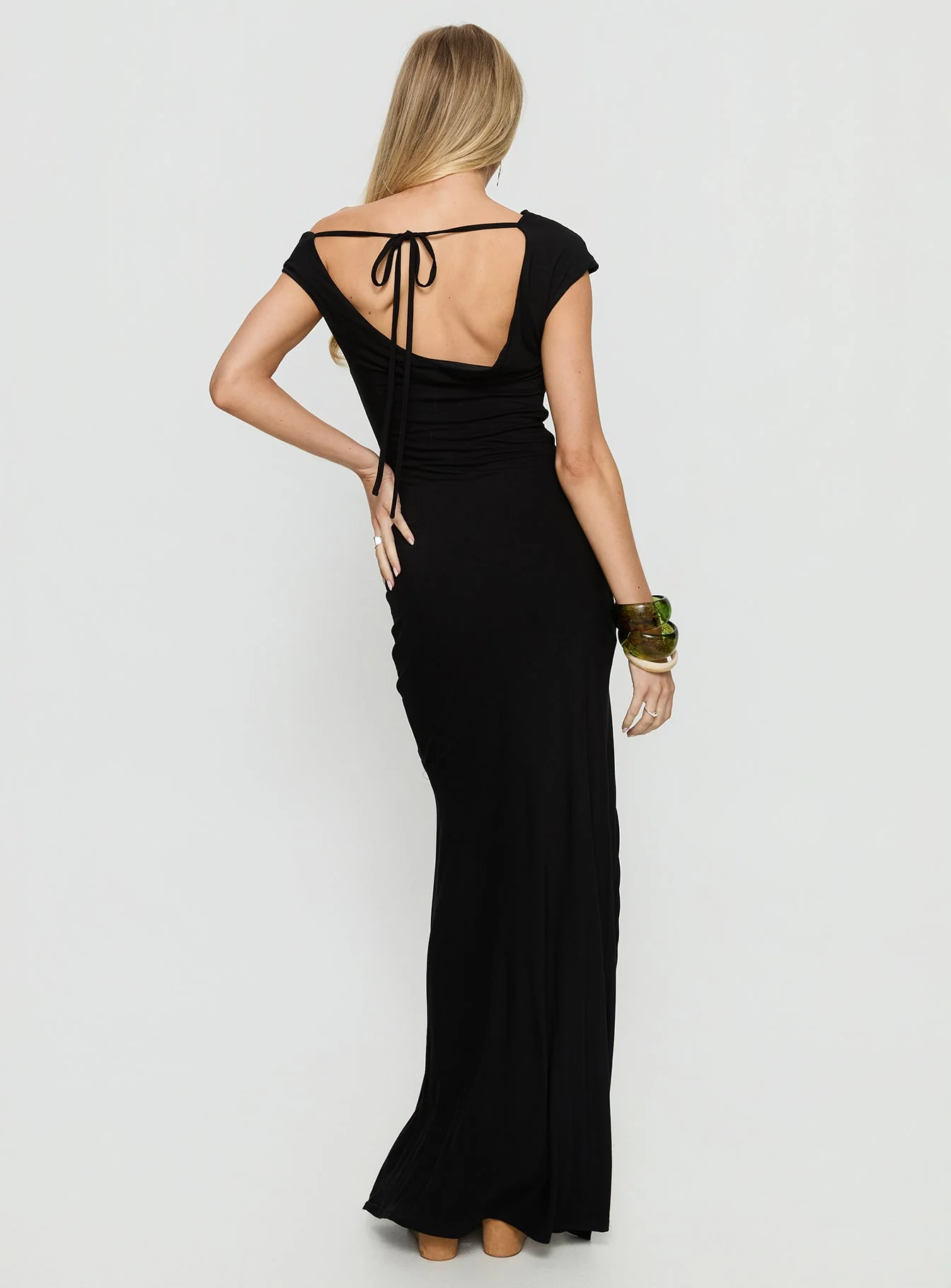 Corlee Draped Tie Back Maxi Dress Black - Image 5