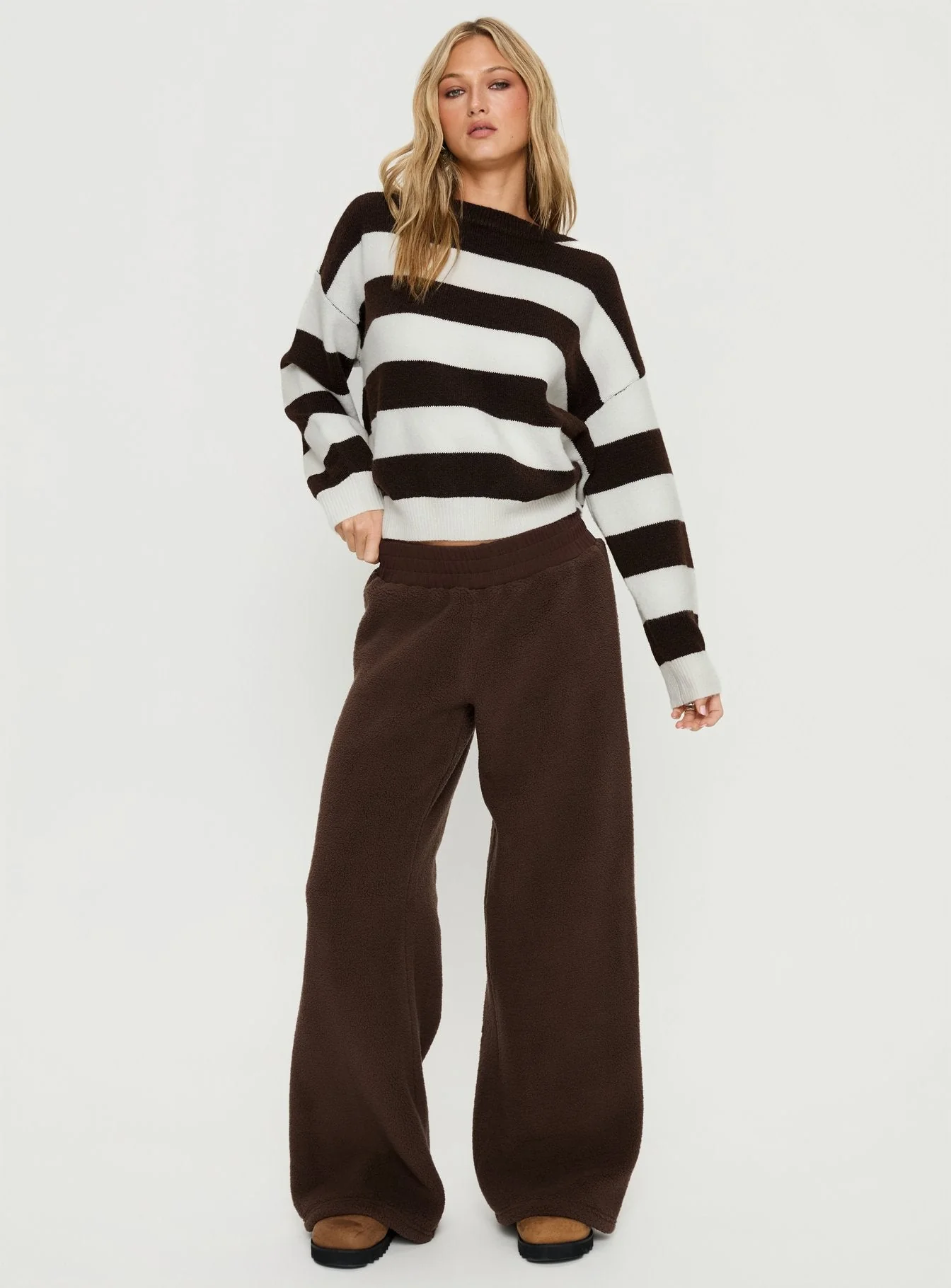 Corlie Crew Neck Knit Sweater Brown Stripe - Image 2