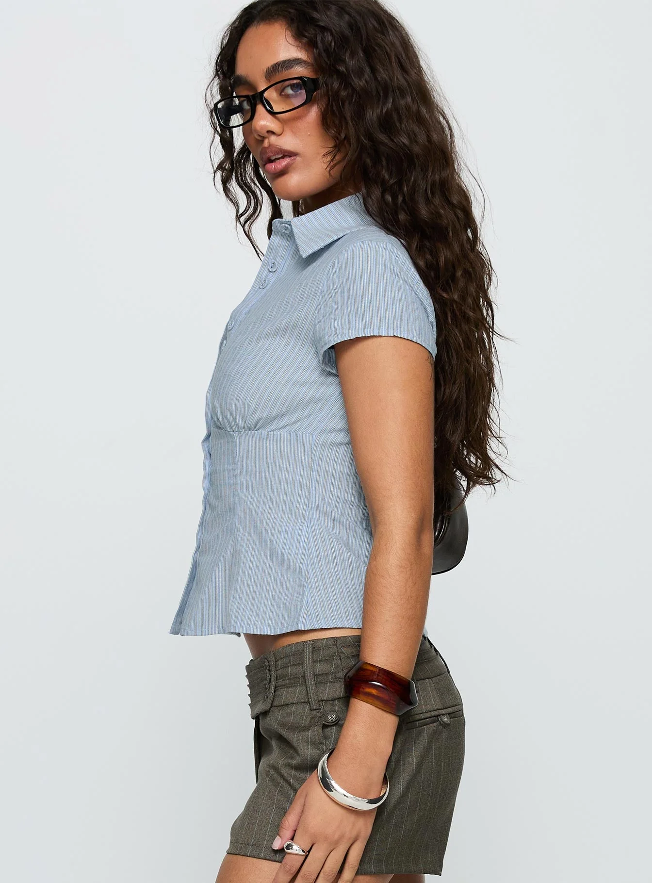 Cottesloe Blouse Top Blue Stripe - Image 4