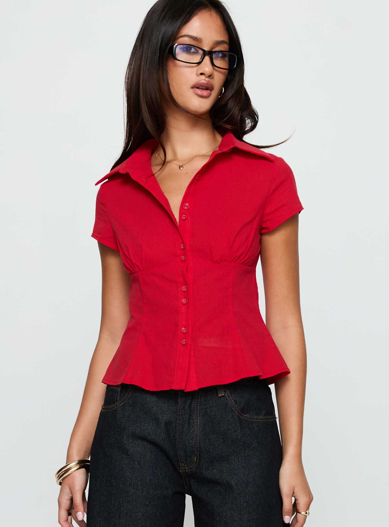 Cottesloe Blouse Top Red - Image 2