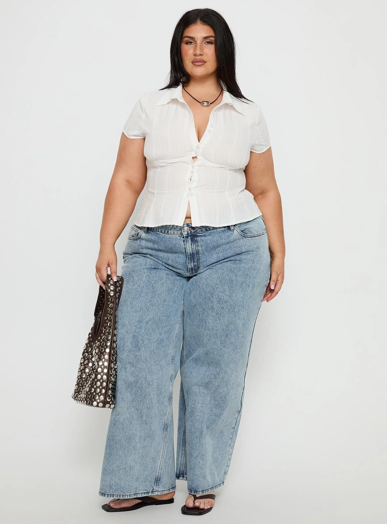 Cottesloe Blouse Top Textured White Curve - Image 3
