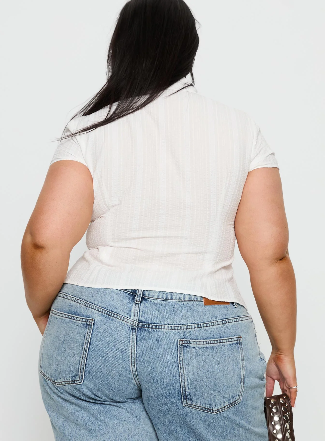Cottesloe Blouse Top Textured White Curve - Image 5
