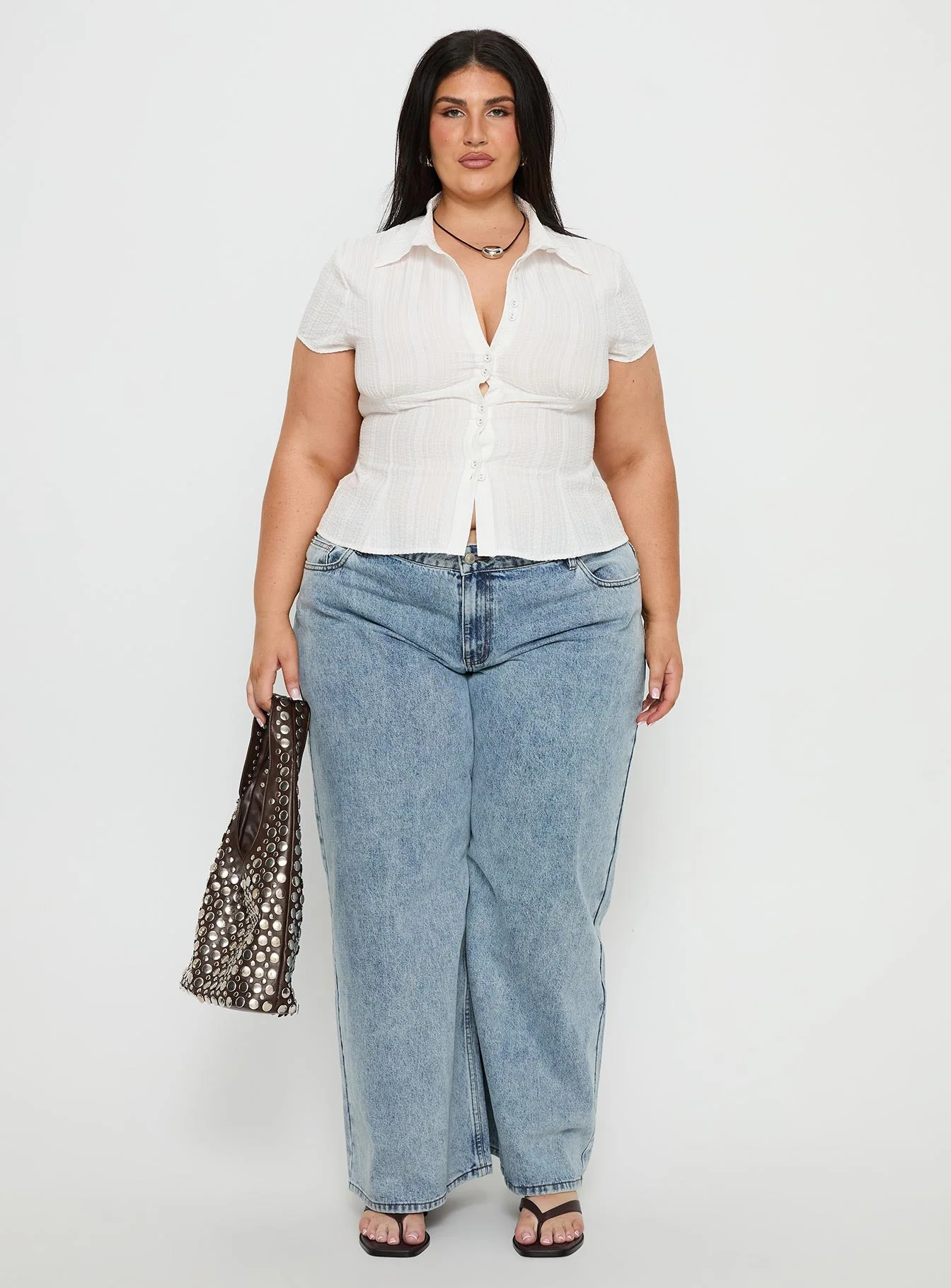 Cottesloe Blouse Top Textured White Curve - Image 7