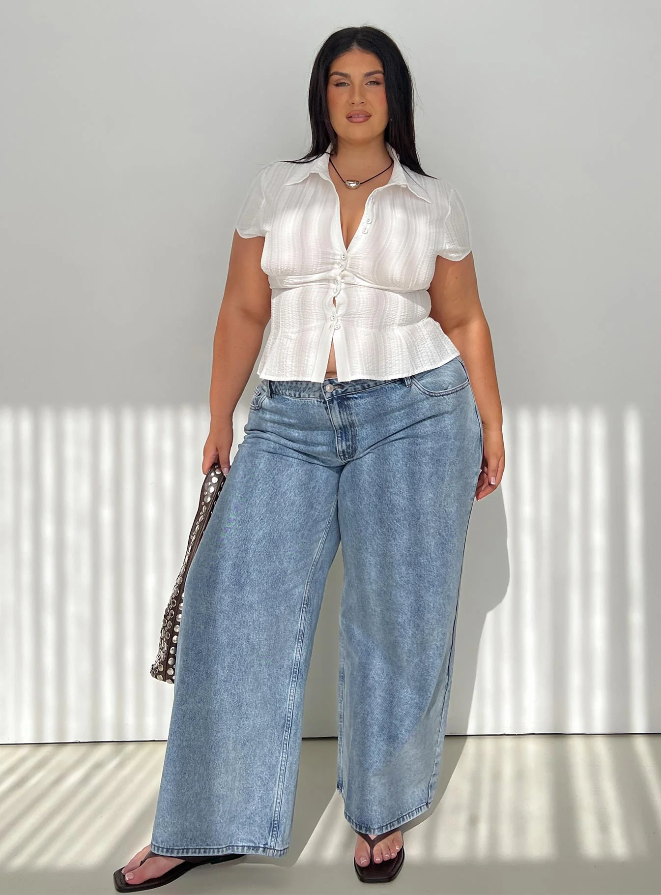 Cottesloe Blouse Top Textured White Curve - Image 8