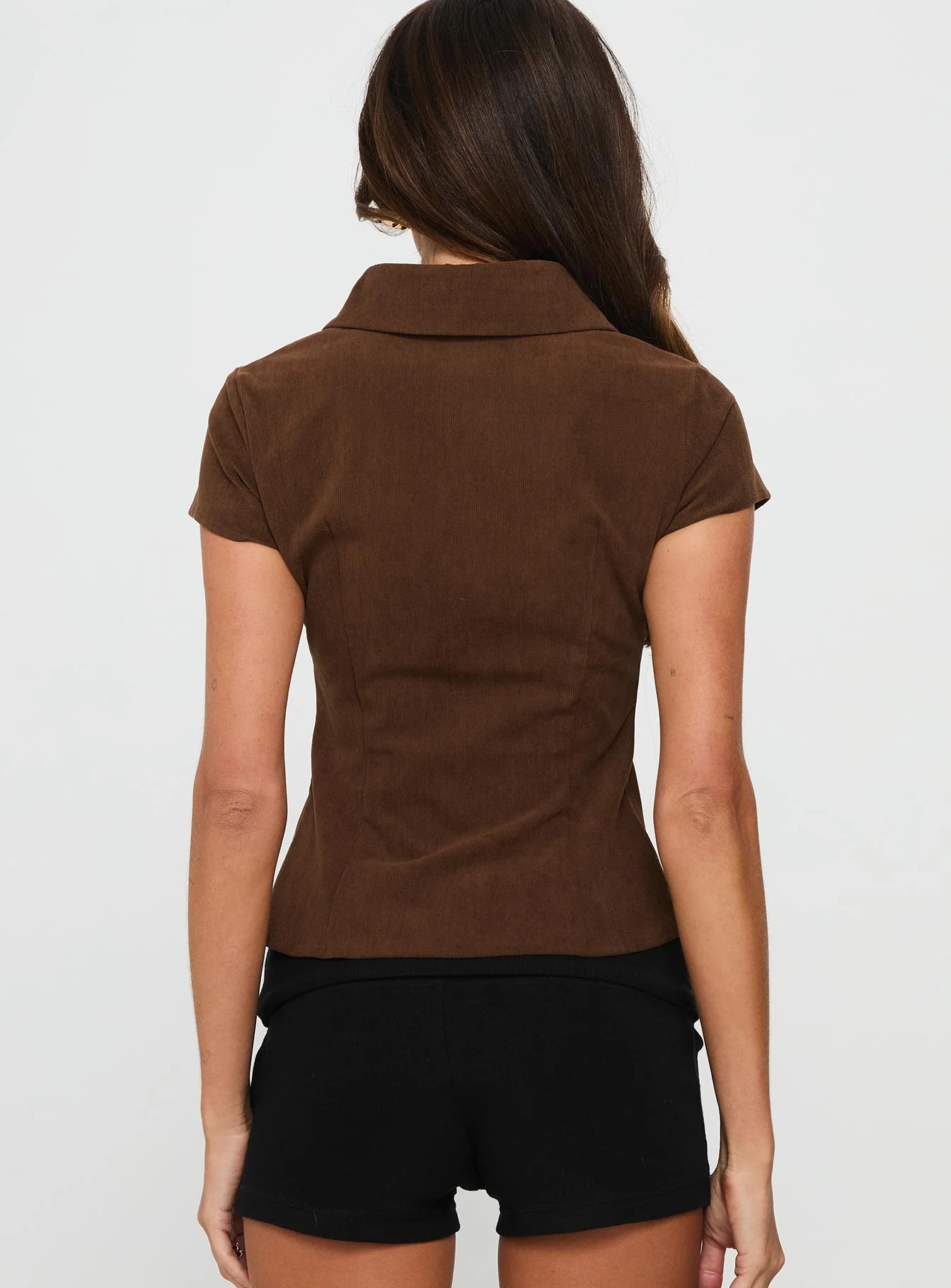Cottesloe Cord Blouse Top Chocolate - Image 5