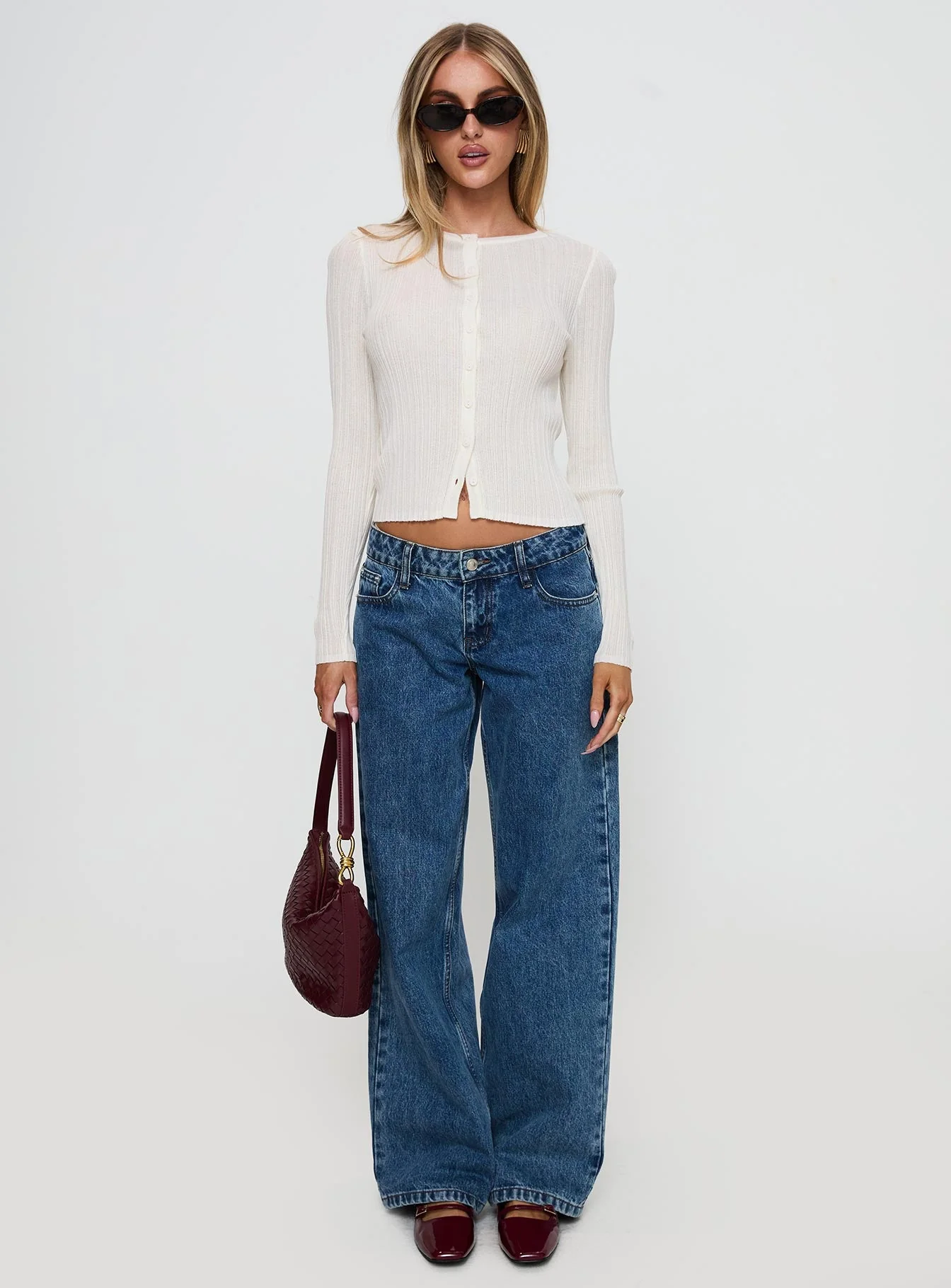 Cowrie Long Sleeve Button Up Top White - Image 7