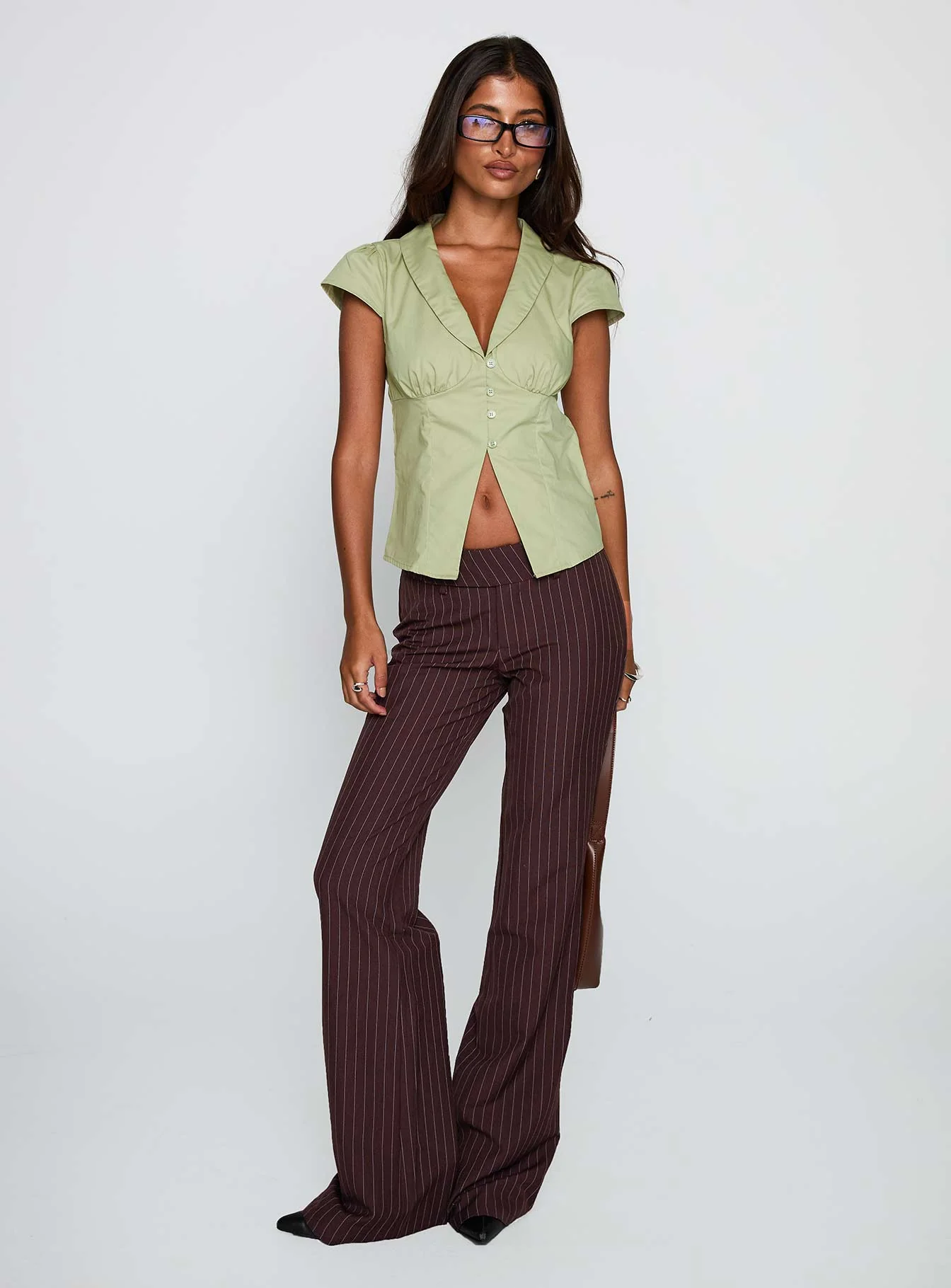 Crowd Control Collared Top Sage - Image 3