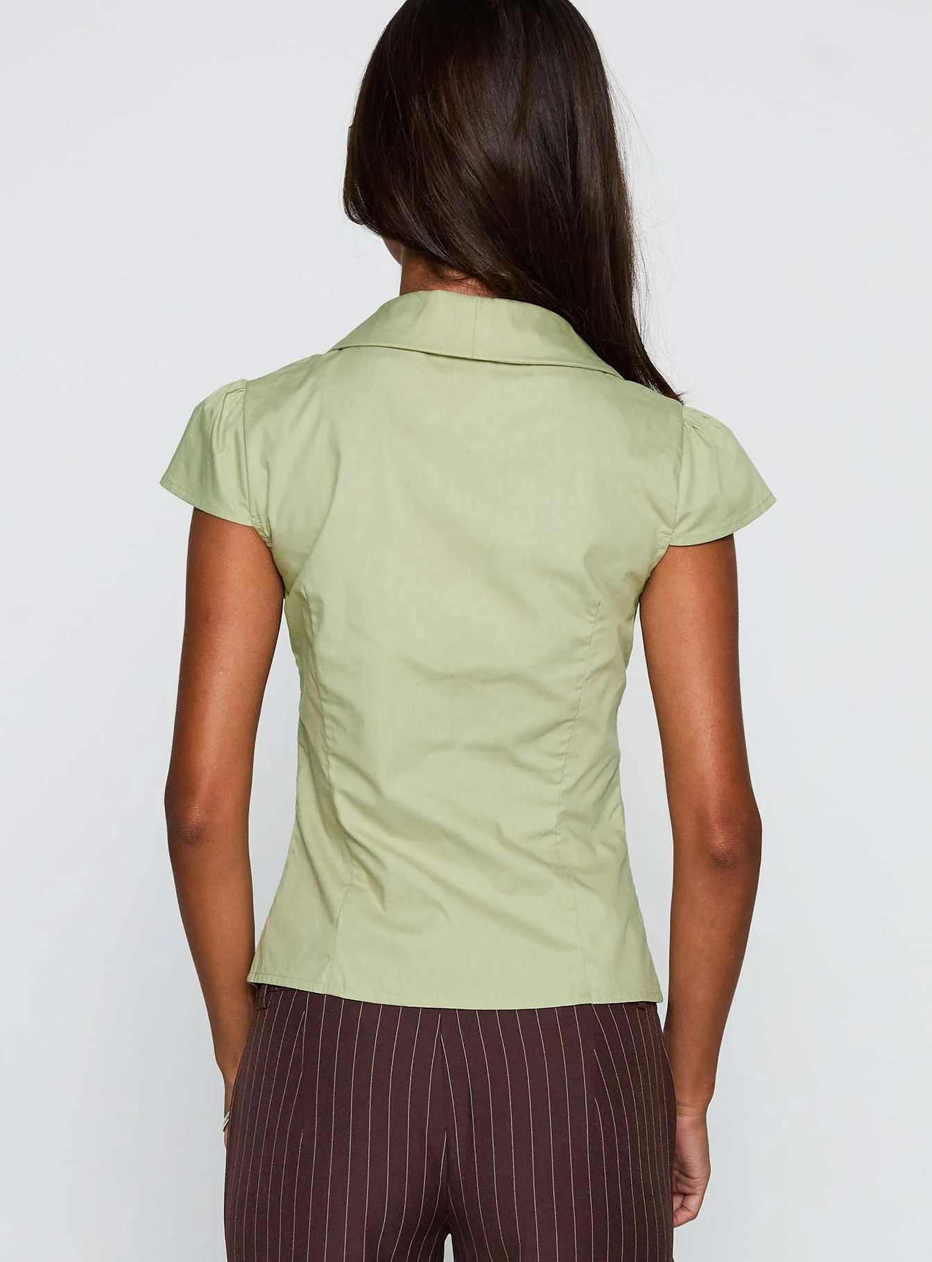 Crowd Control Collared Top Sage - Image 5