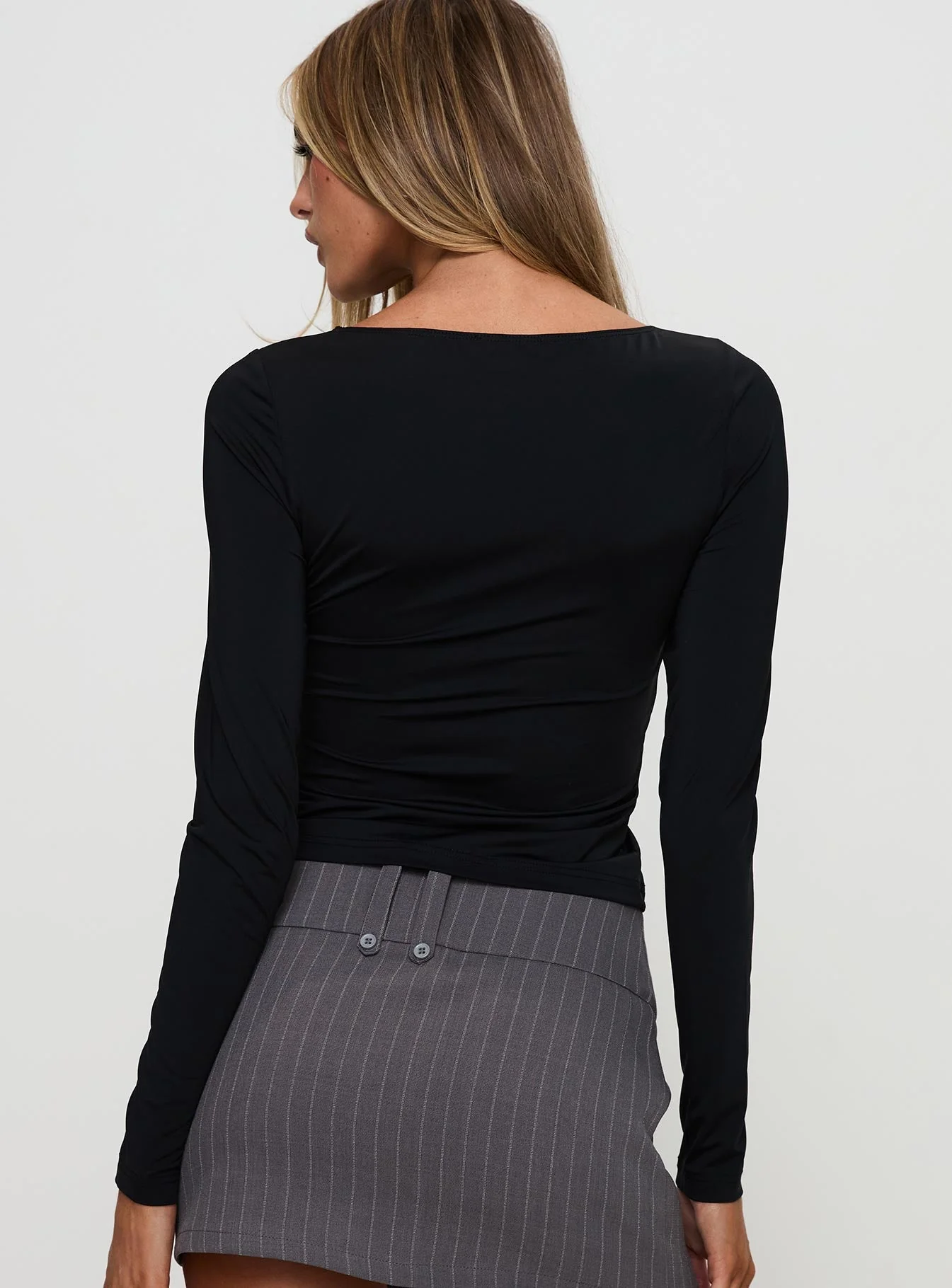 Crowded Room Button Up Long Sleeve Top Black - Image 5